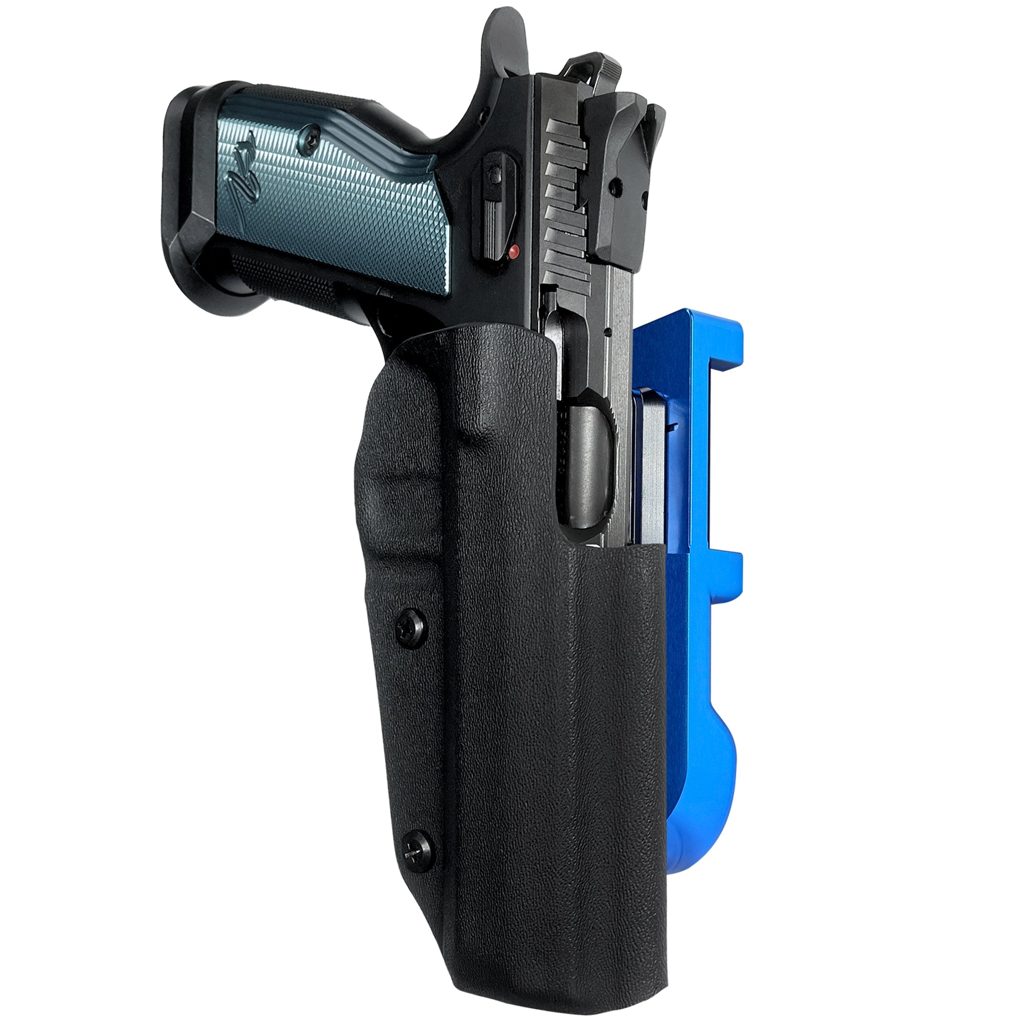CZ TS2 IDPA Quick Mount Holster with Blue Belt Attachment, Black Holster Shell