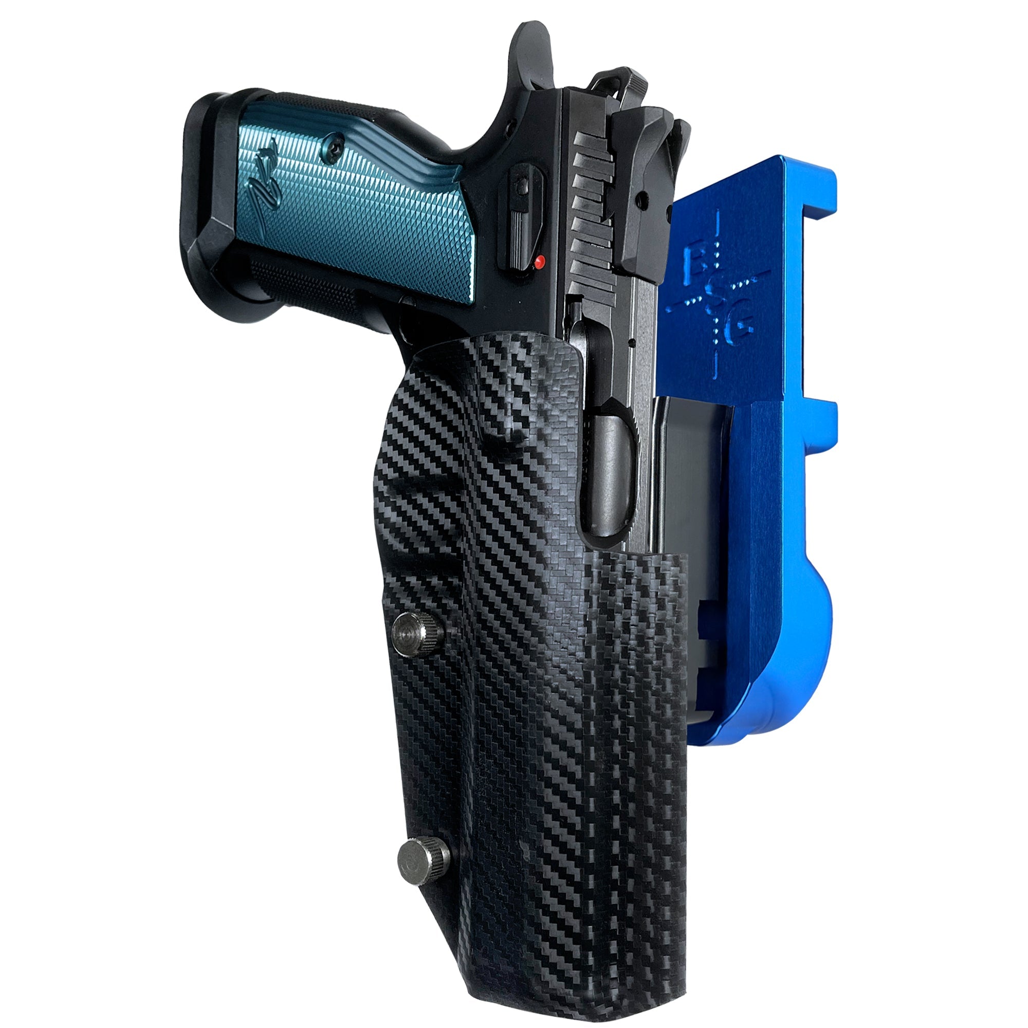 CZ TS2 IPSC/USPA Quick Mount Holster with Blue Belt Attachment, Carbon Fiber Holster Shell