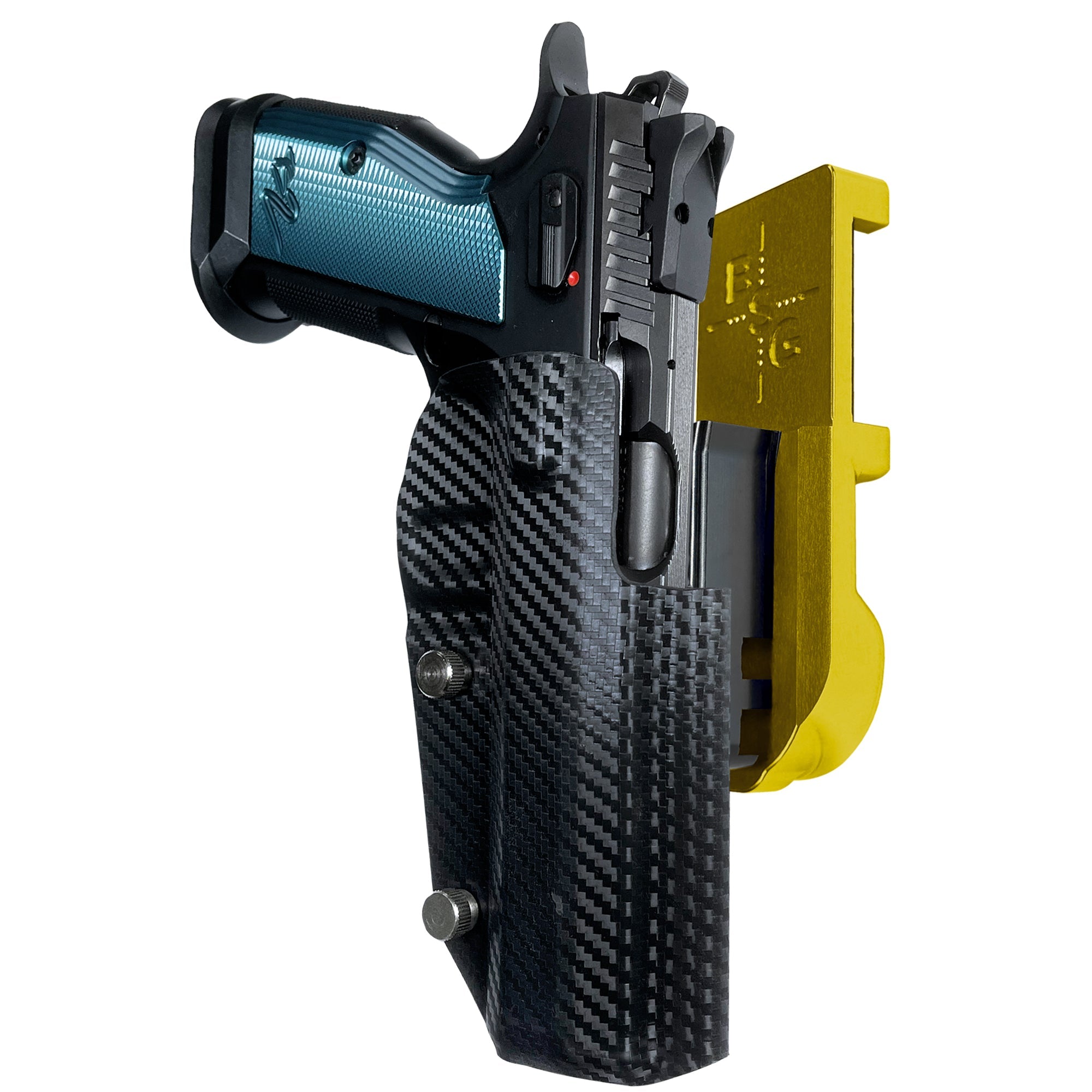 CZ TS2 IPSC/USPA Quick Mount Holster with 24K Gold Belt Attachment, Carbon Fiber Holster Shell