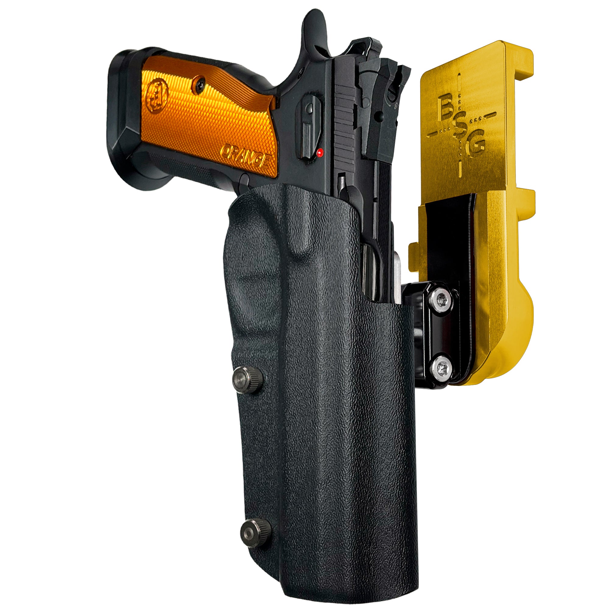 CZ TSO IPSC/USPA Quick Mount Ball Joint Holster with 24K Gold Belt Attachment, Black Holster Shell