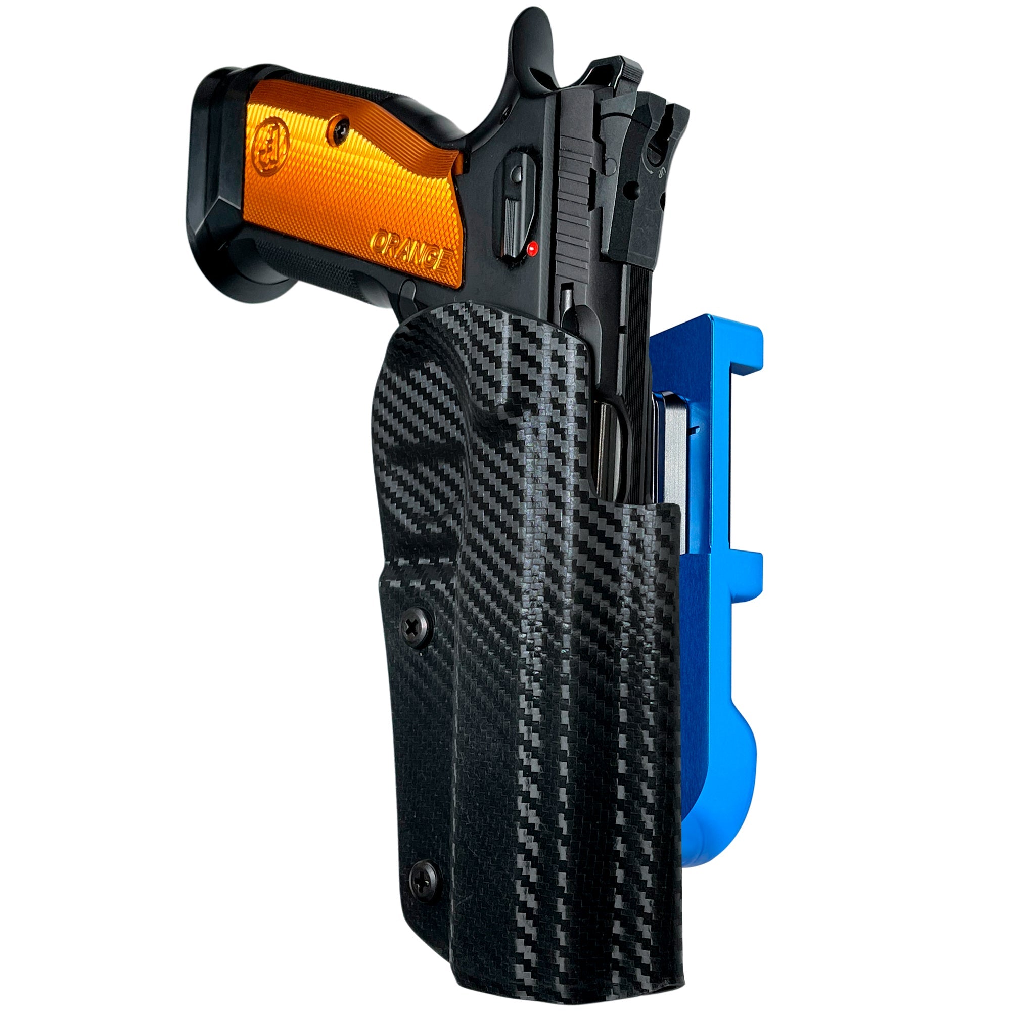 CZ TSO IDPA Quick Mount Holster with Blue Belt Attachment, Carbon Fiber Holster Shell