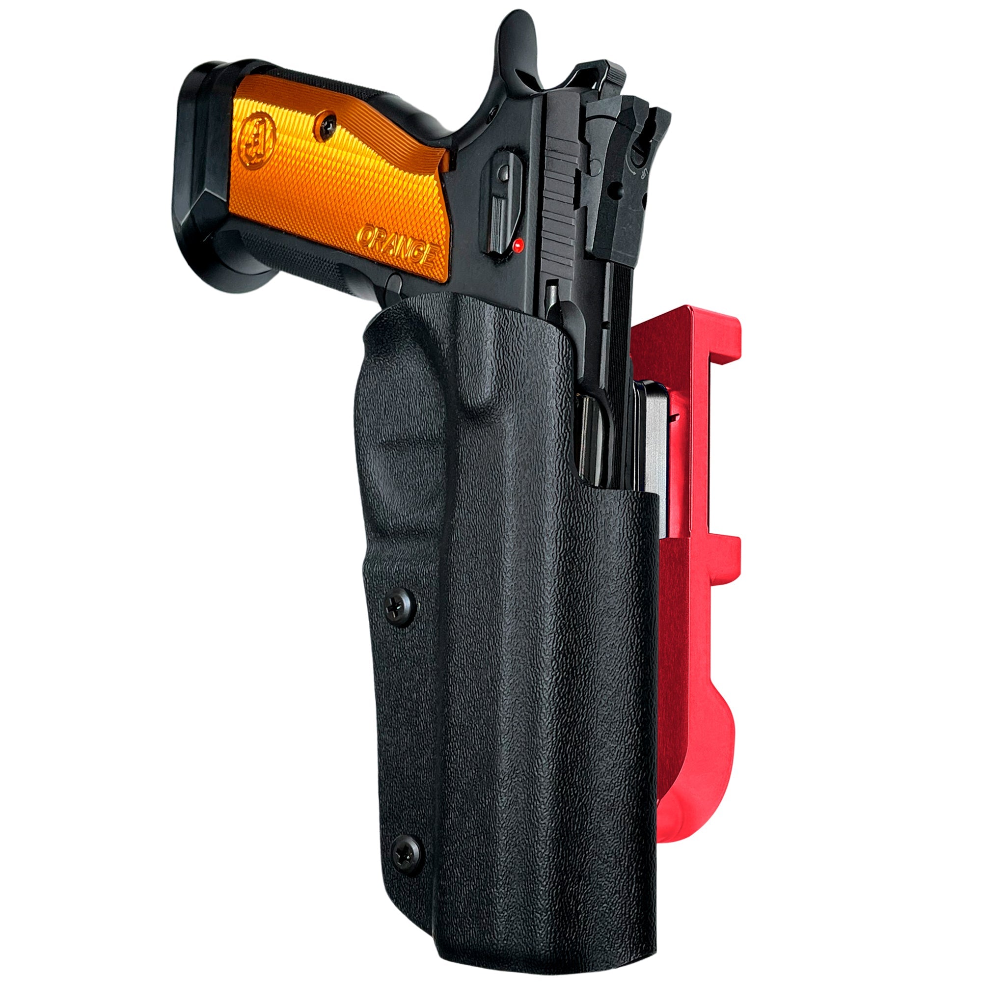 CZ TSO IDPA Quick Mount Holster with Red Belt Attachment, Black Holster Shell