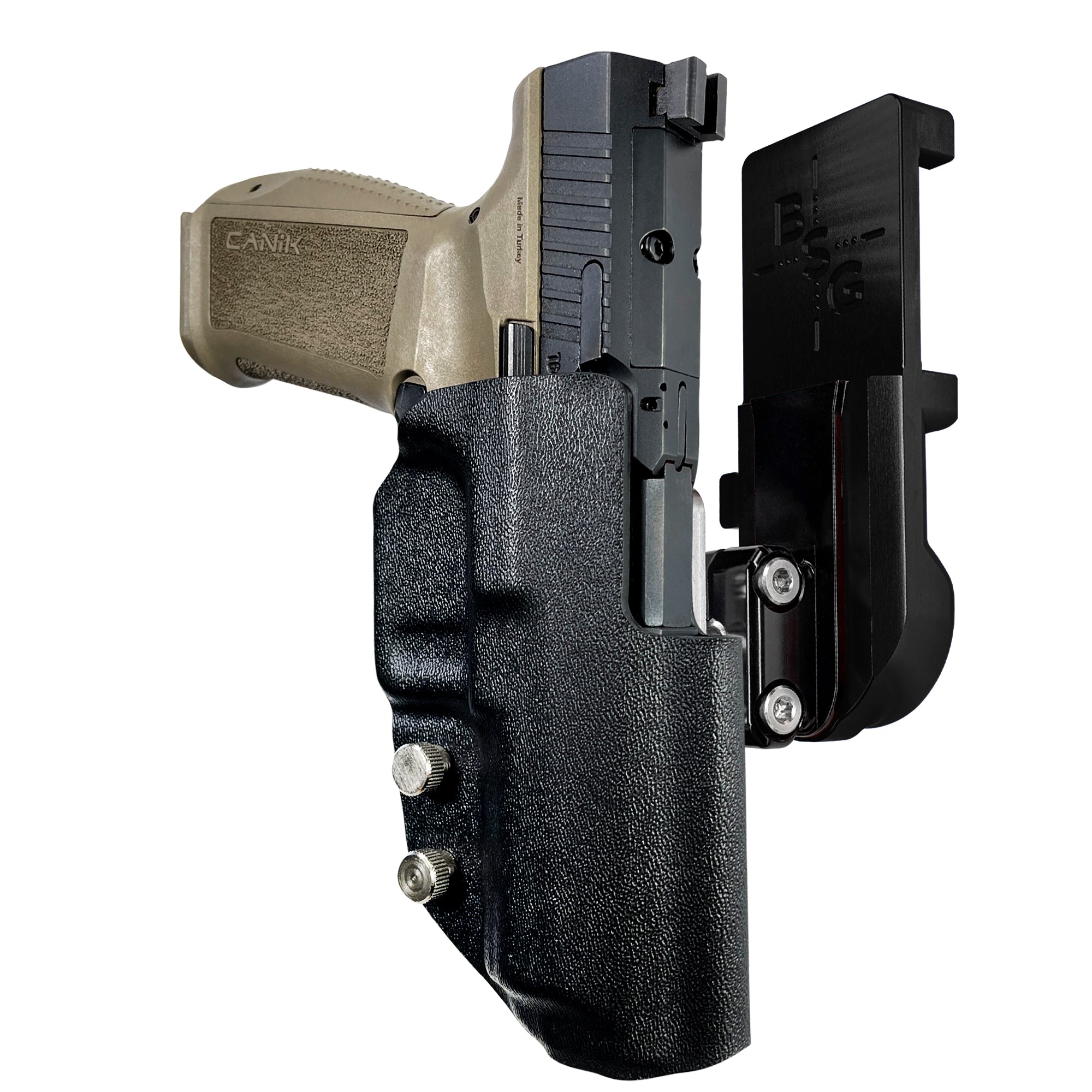 Canik METE SFT IPSC/USPA Quick Mount Ball Joint Holster with Black Belt Attachment, Black Holster Shell