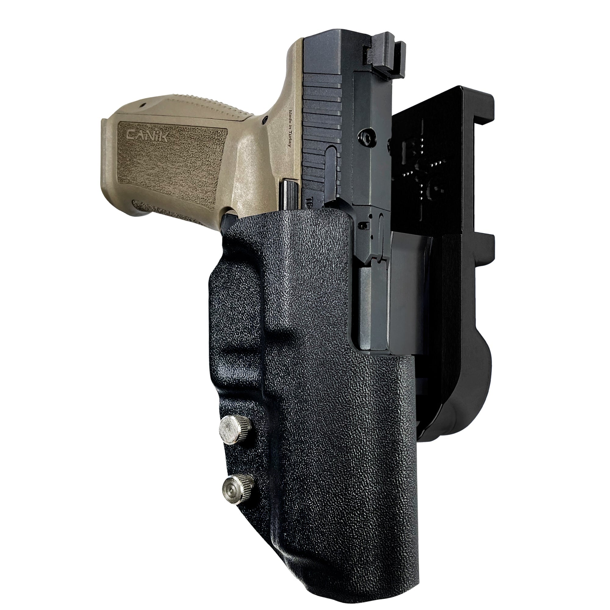Canik METE SFT IPSC/USPA Quick Mount Holster with Black Belt Attachment, Black Holster Shell