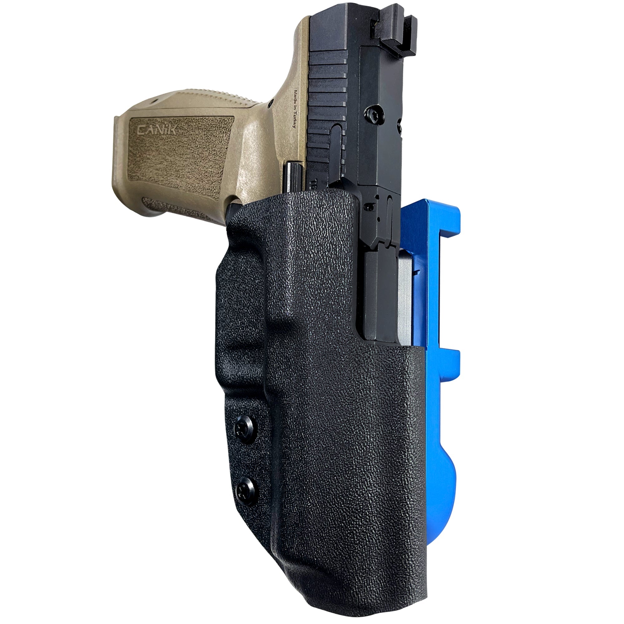 Canik METE SFX IDPA Quick Mount Holster with Blue Belt Attachment, Black Holster Shell