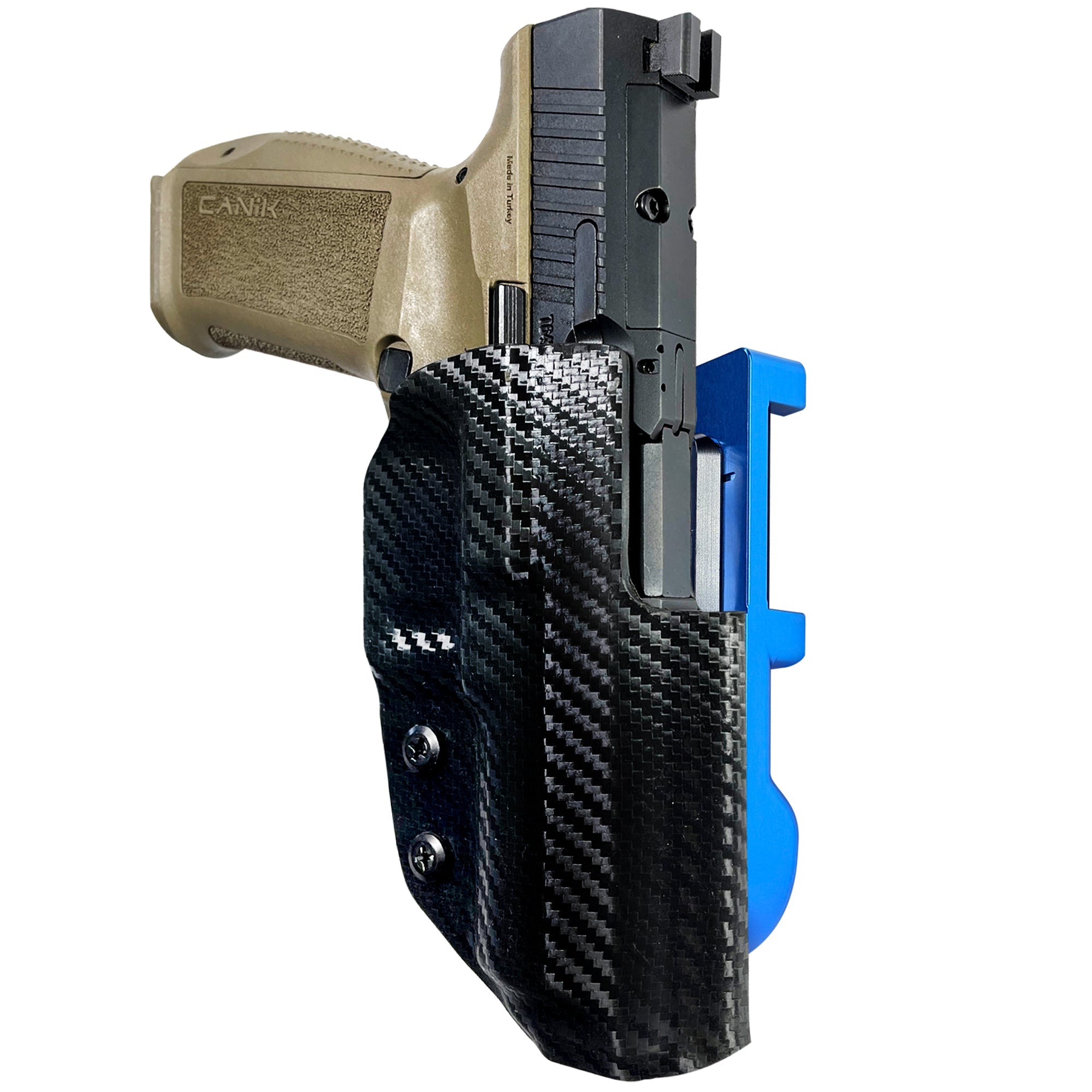 Canik METE SFX IDPA Quick Mount Holster with Blue Belt Attachment, Carbon Fiber Holster Shell