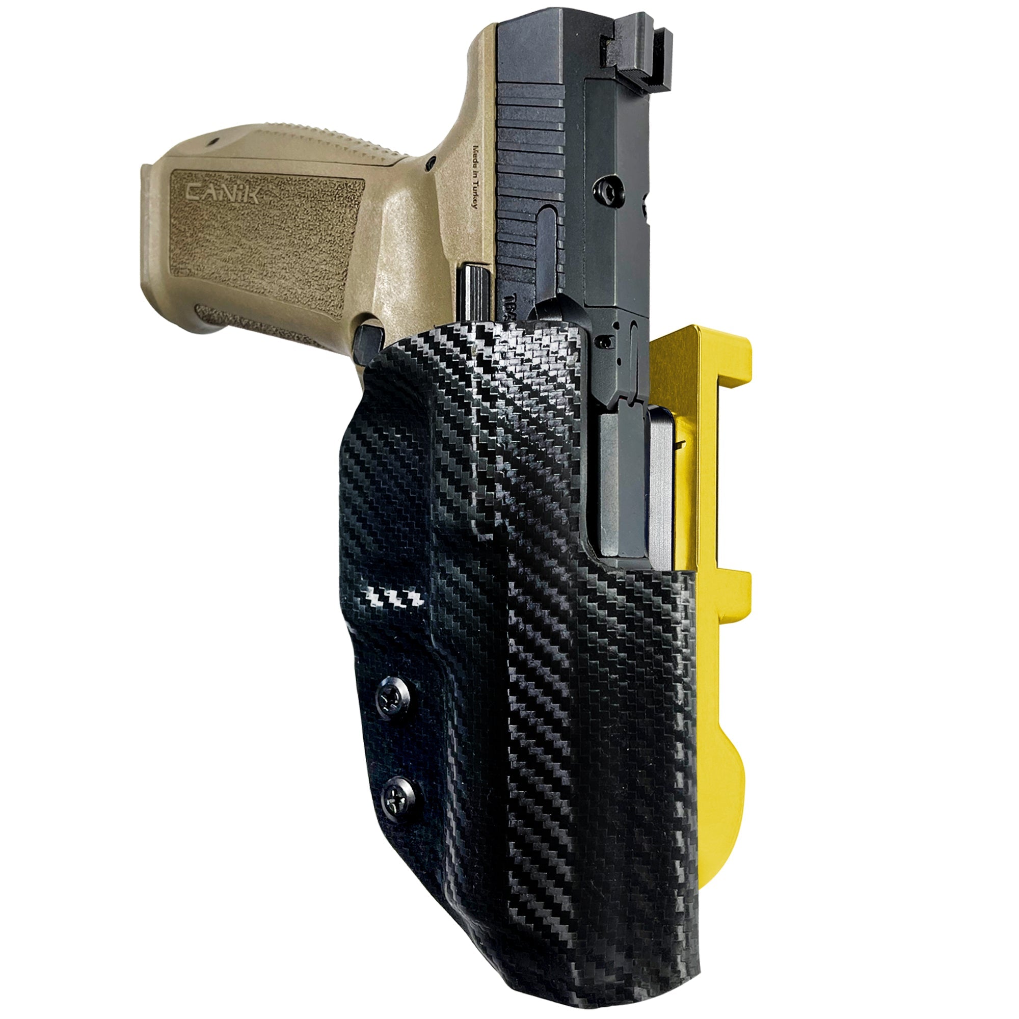 Canik METE SFX IDPA Quick Mount Holster with 24K Gold Belt Attachment, Carbon Fiber Holster Shell