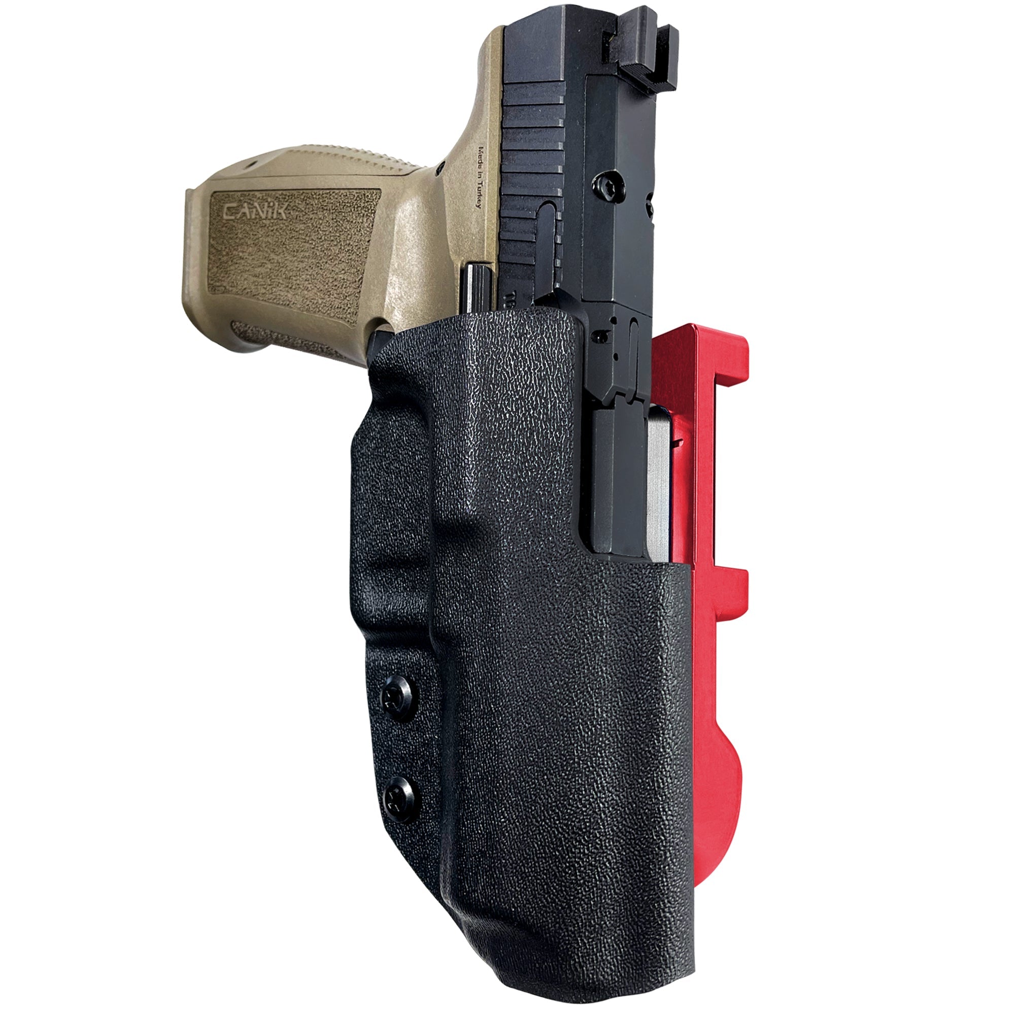 Canik METE SFX IDPA Quick Mount Holster with Red Belt Attachment, Black Holster Shell