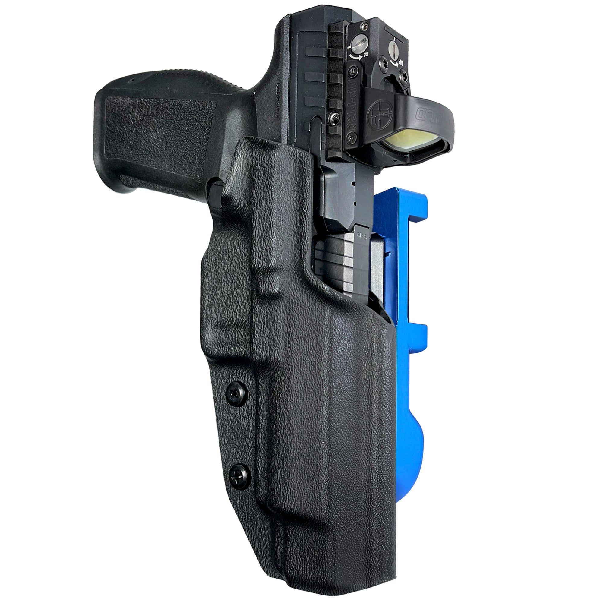 Canik SFx Rival IDPA Quick Mount Holster with Blue Belt Attachment, Black Holster Shell
