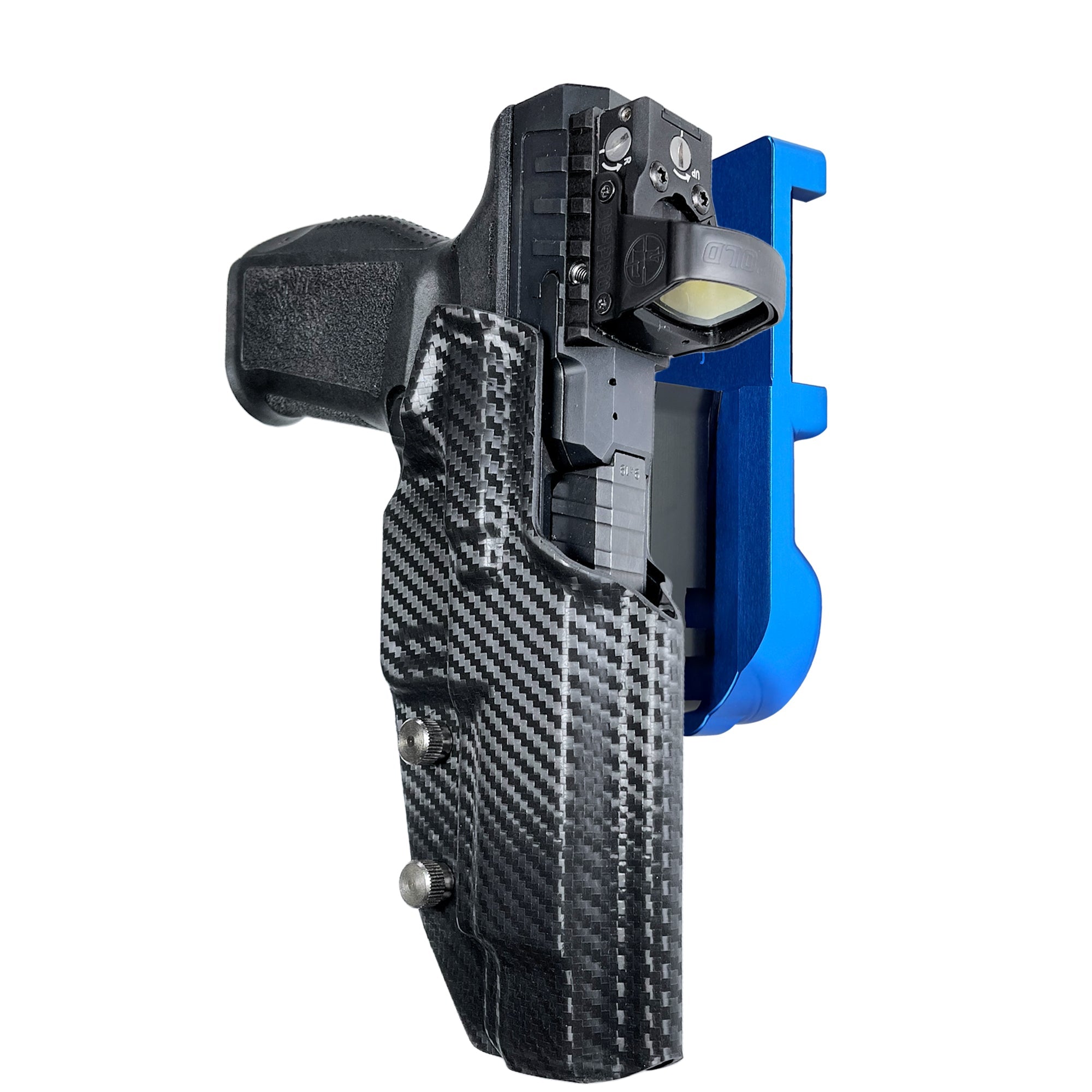 Canik SFx Rival IPSC/USPA Quick Mount Holster with Blue Belt Attachment, Carbon Fiber Holster Shell