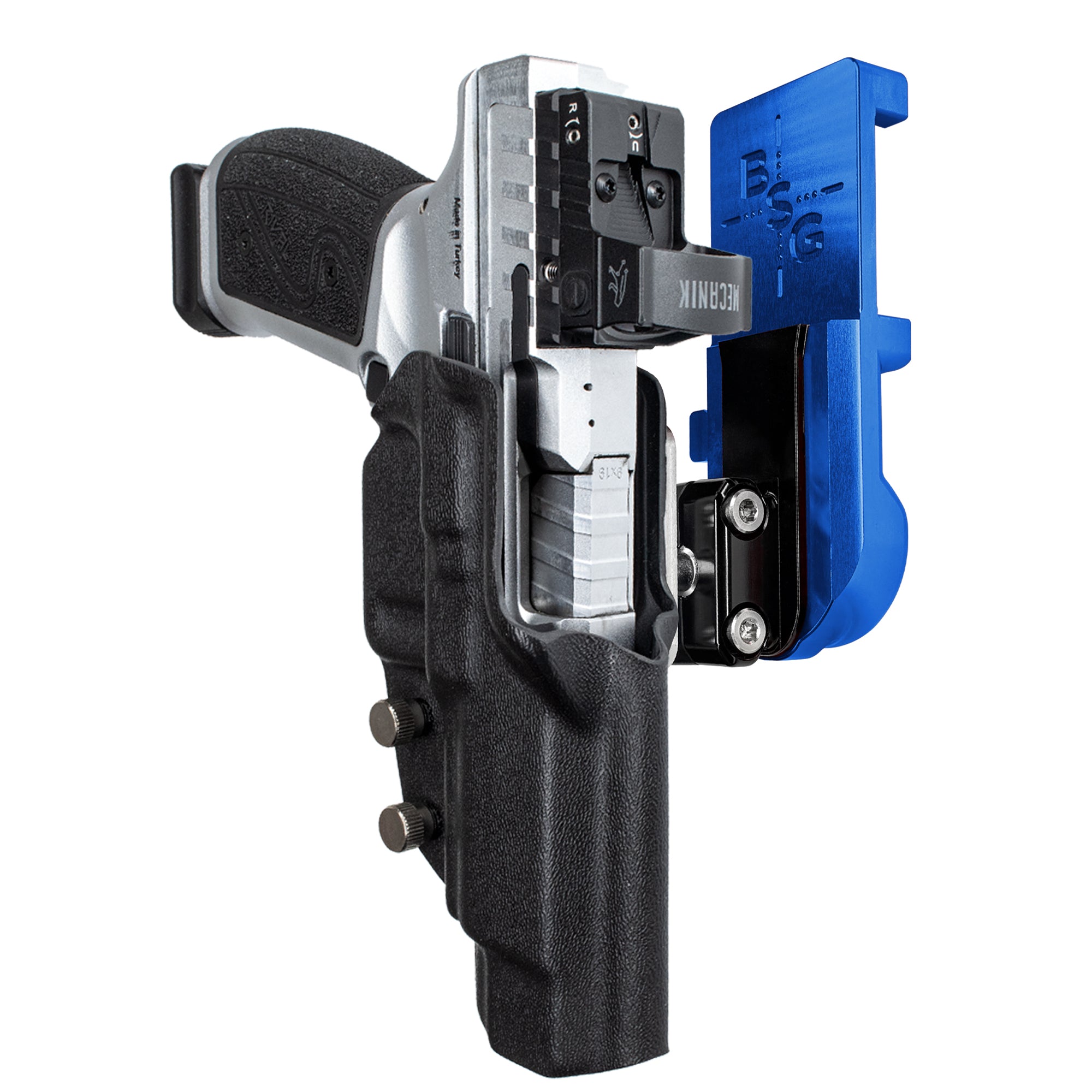 Canik Rival-S IPSC/USPA Quick Mount Ball Joint Holster with Blue Belt Attachment, Black Holster Shell