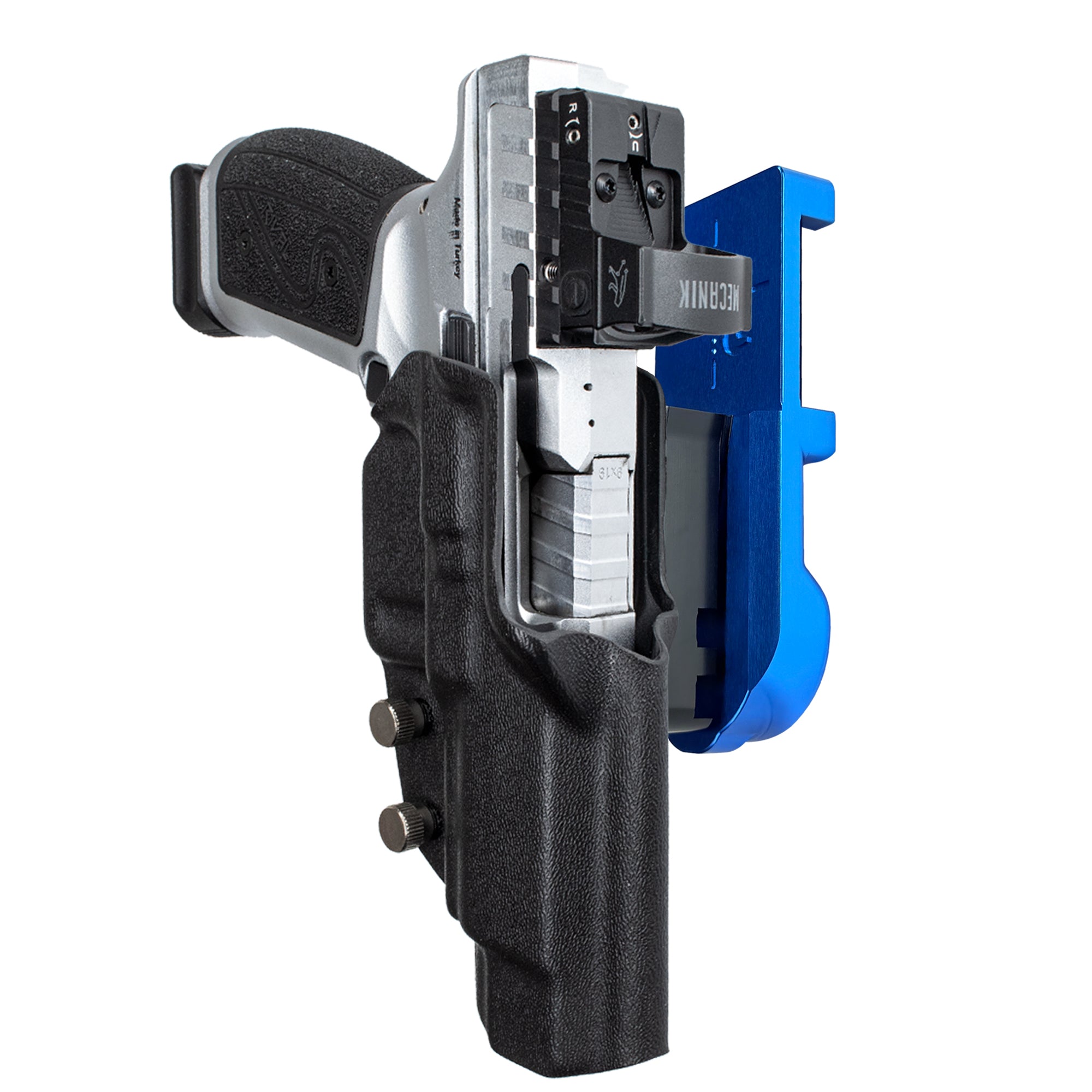 Canik Rival-S IPSC/USPA Quick Mount Holster with Blue Belt Attachment, Black Holster Shell