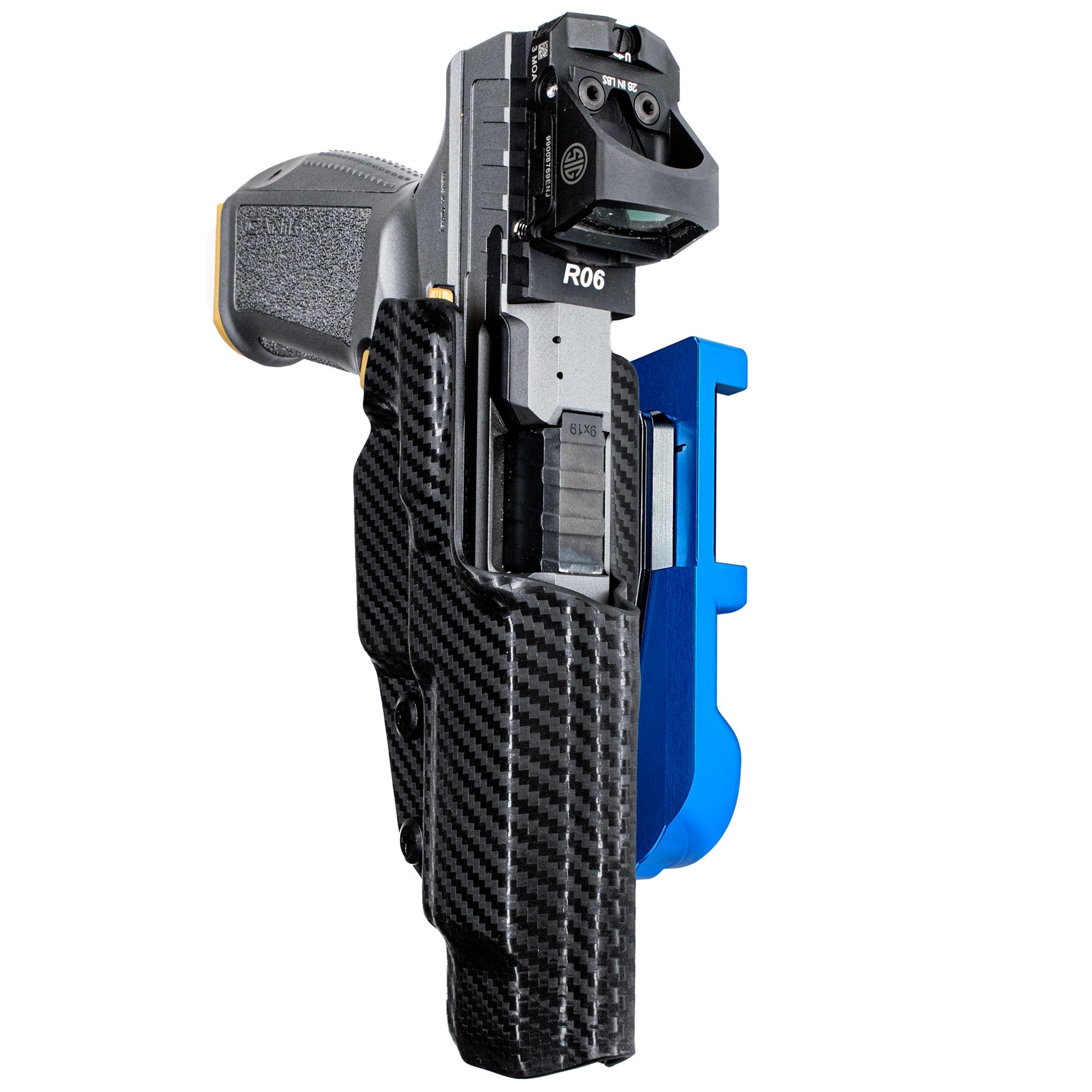 Rival w Align Tactical  IDPA Quick Mount Holster with Blue Belt Attachment, Carbon Fiber Holster Shell