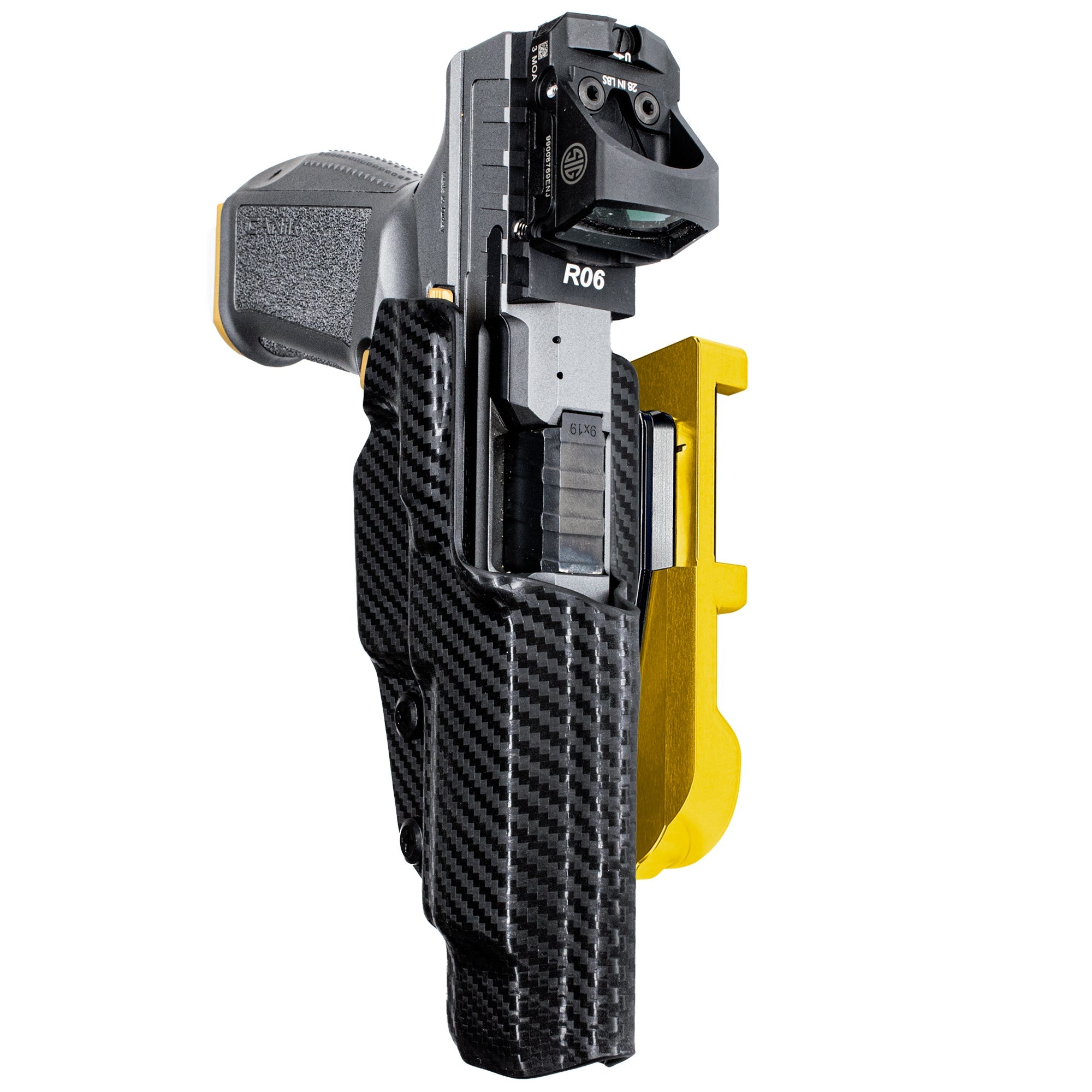 Rival w Align Tactical  IDPA Quick Mount Holster with 24K Gold Belt Attachment, Carbon Fiber Holster Shell