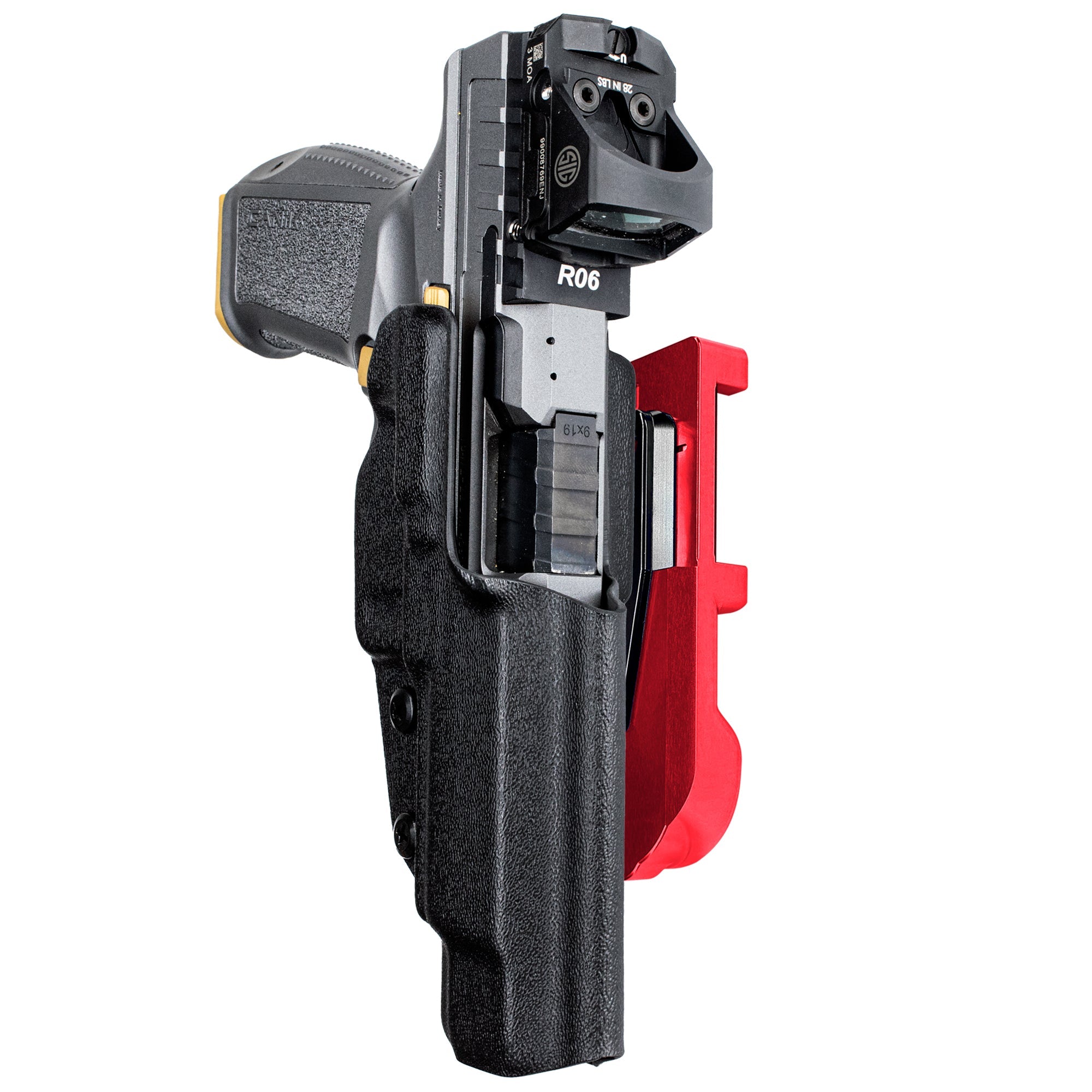 Rival w Align Tactical  IDPA Quick Mount Holster with Red Belt Attachment, Black Holster Shell