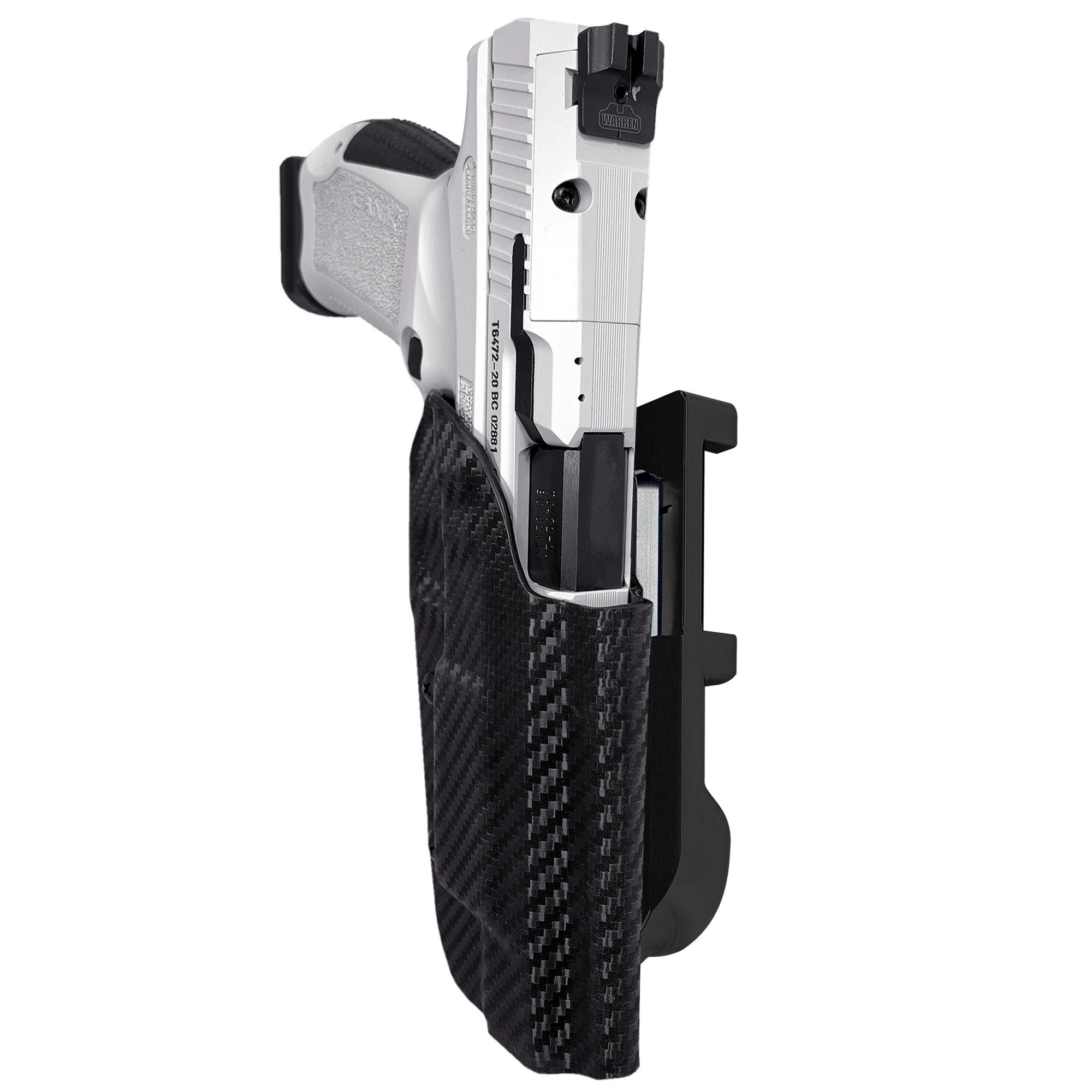 Canik TP9SFx IDPA Quick Mount Holster with Black Belt Attachment, Carbon Fiber Holster Shell