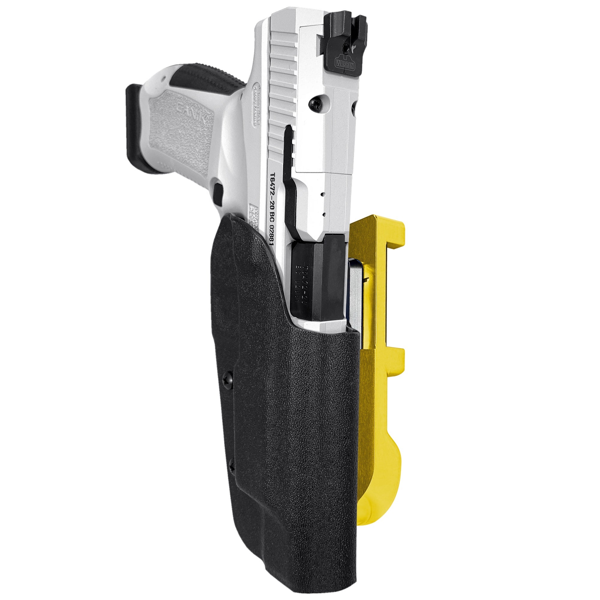 Canik TP9SFx IDPA Quick Mount Holster with 24K Gold Belt Attachment, Black Holster Shell