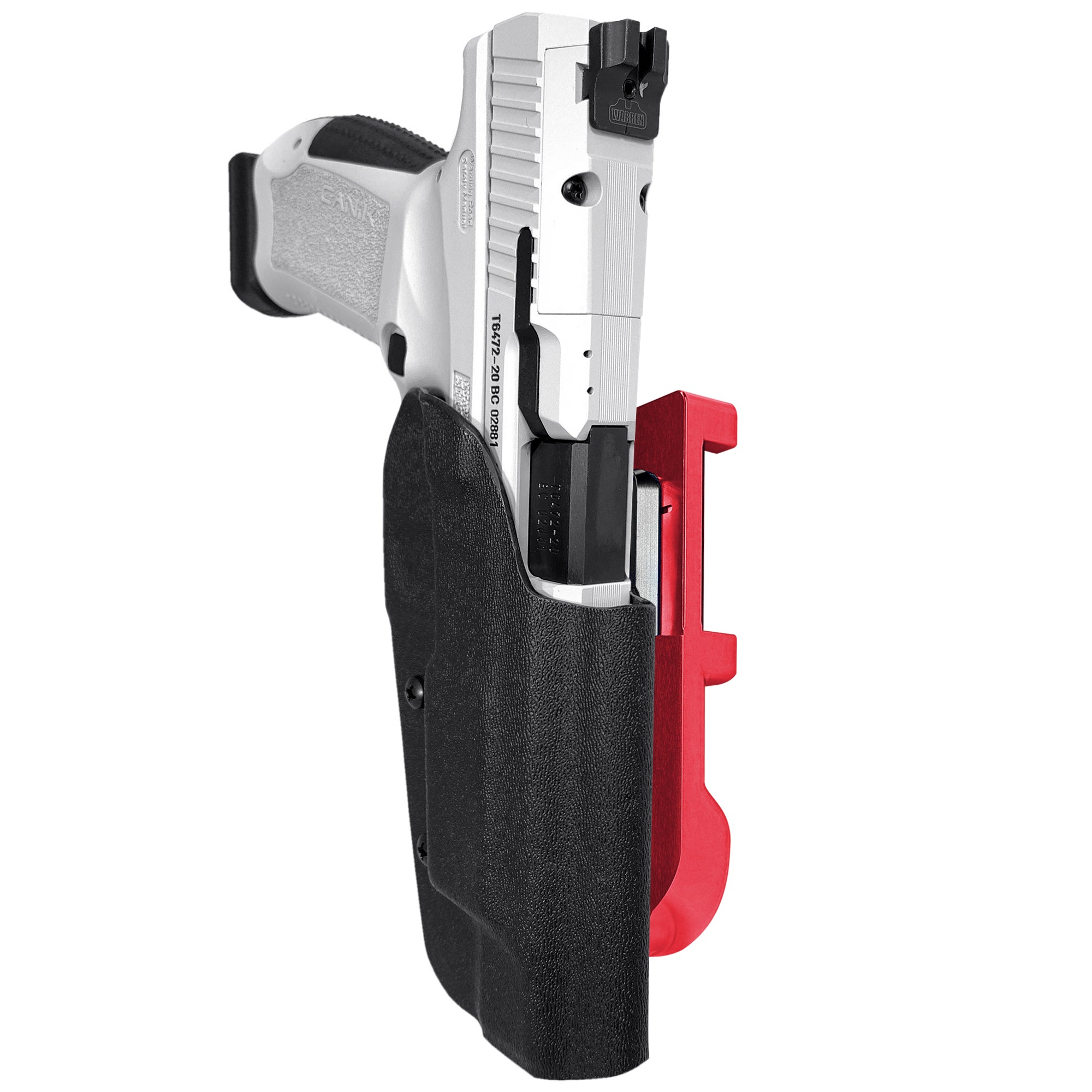 Canik TP9SFx IDPA Quick Mount Holster with Red Belt Attachment, Black Holster Shell