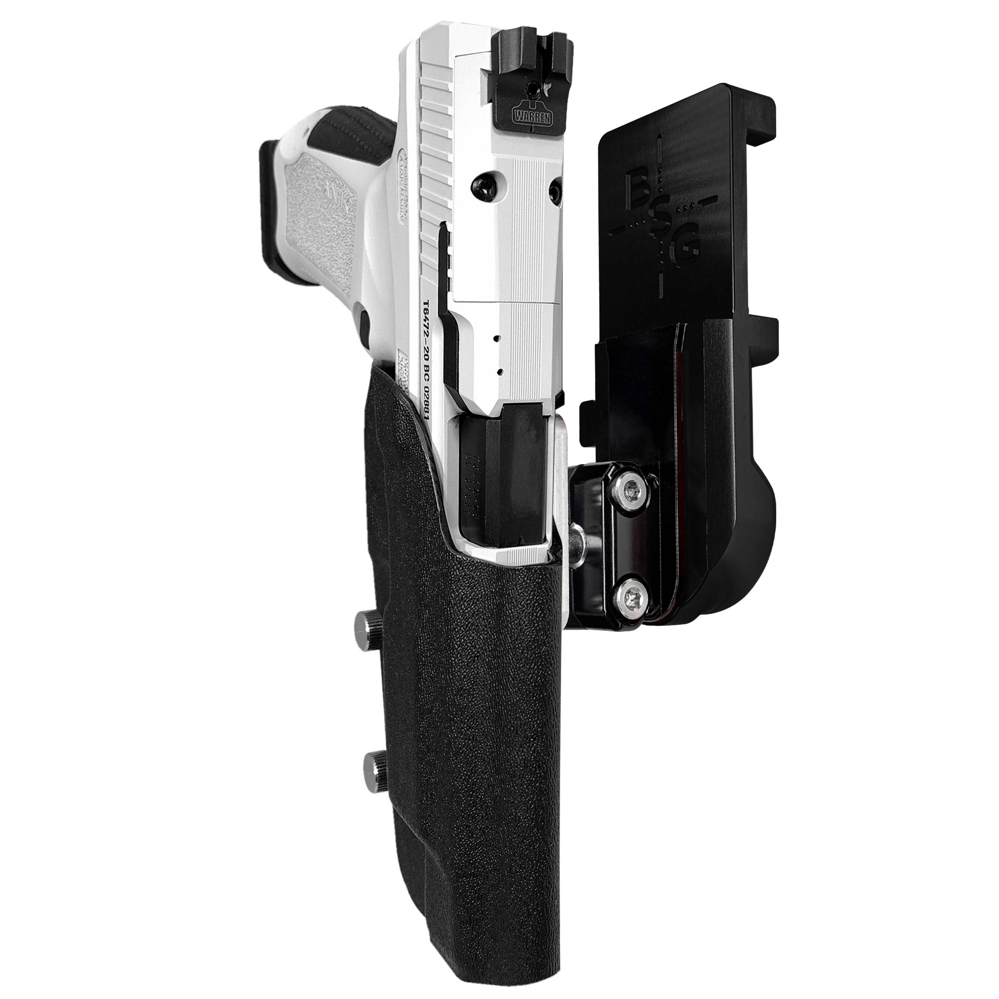 Canik TP9SFx IPSC/USPA Quick Mount Ball Joint Holster with Black Belt Attachment, Black Holster Shell