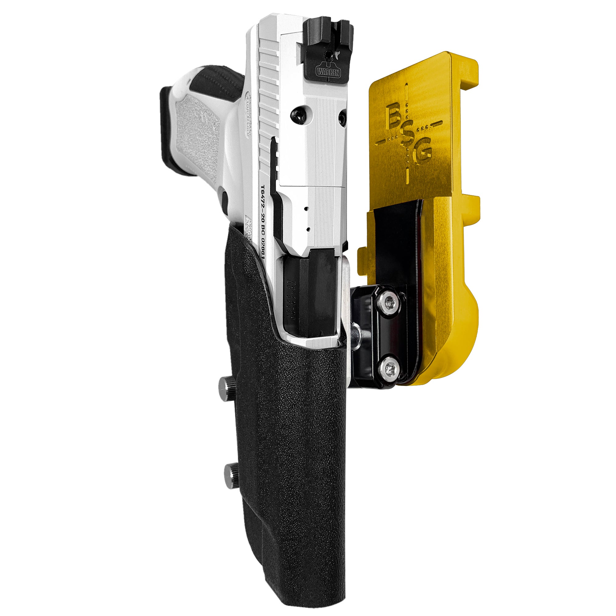 Canik TP9SFx IPSC/USPA Quick Mount Ball Joint Holster with 24K Gold Belt Attachment, Black Holster Shell