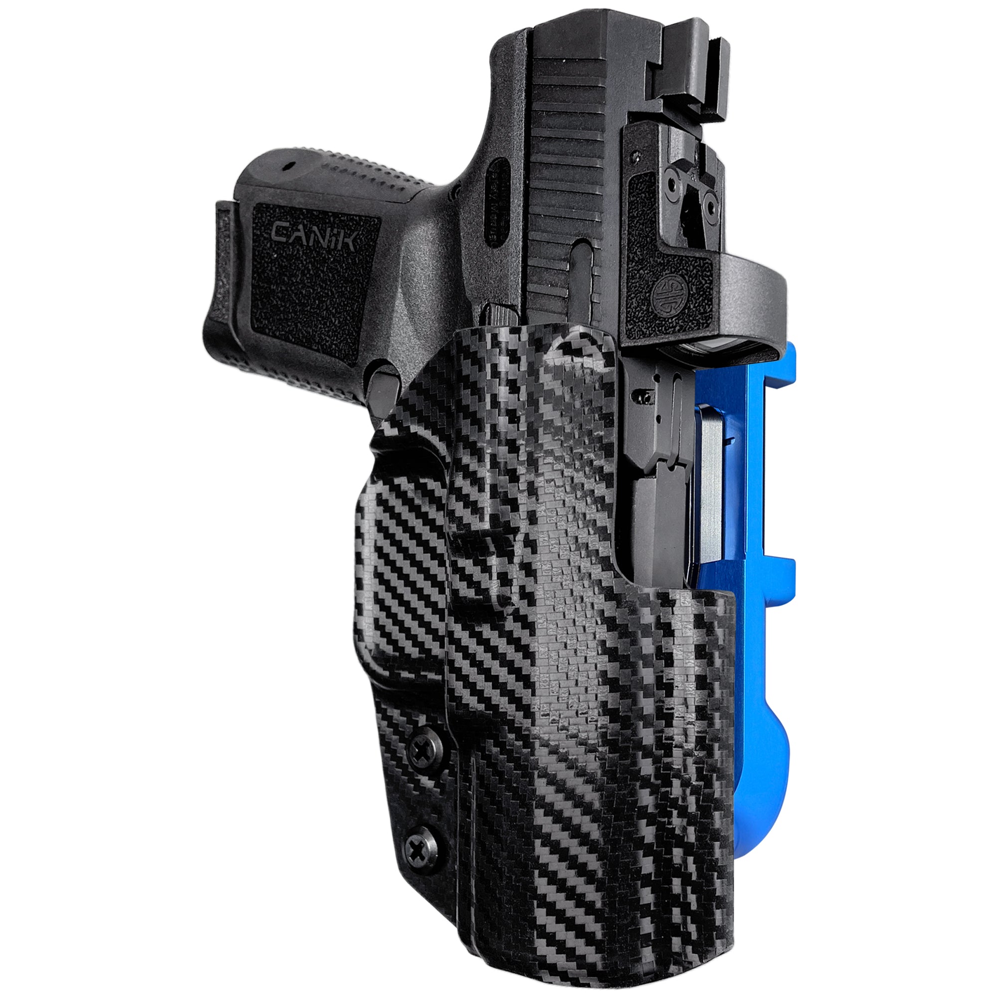 Canik TP9 Elite SC IDPA Quick Mount Holster with Blue Belt Attachment, Carbon Fiber Holster Shell