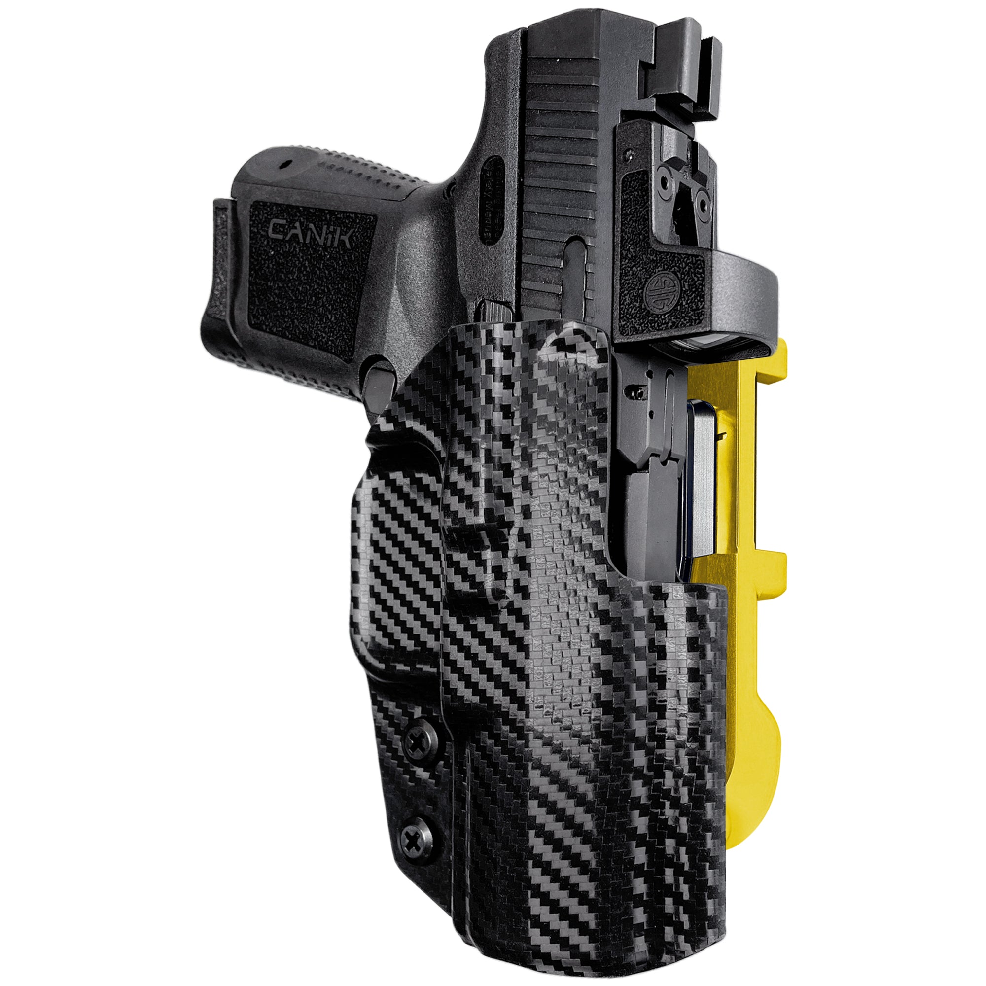 Canik TP9 Elite SC IDPA Quick Mount Holster with 24K Gold Belt Attachment, Carbon Fiber Holster Shell