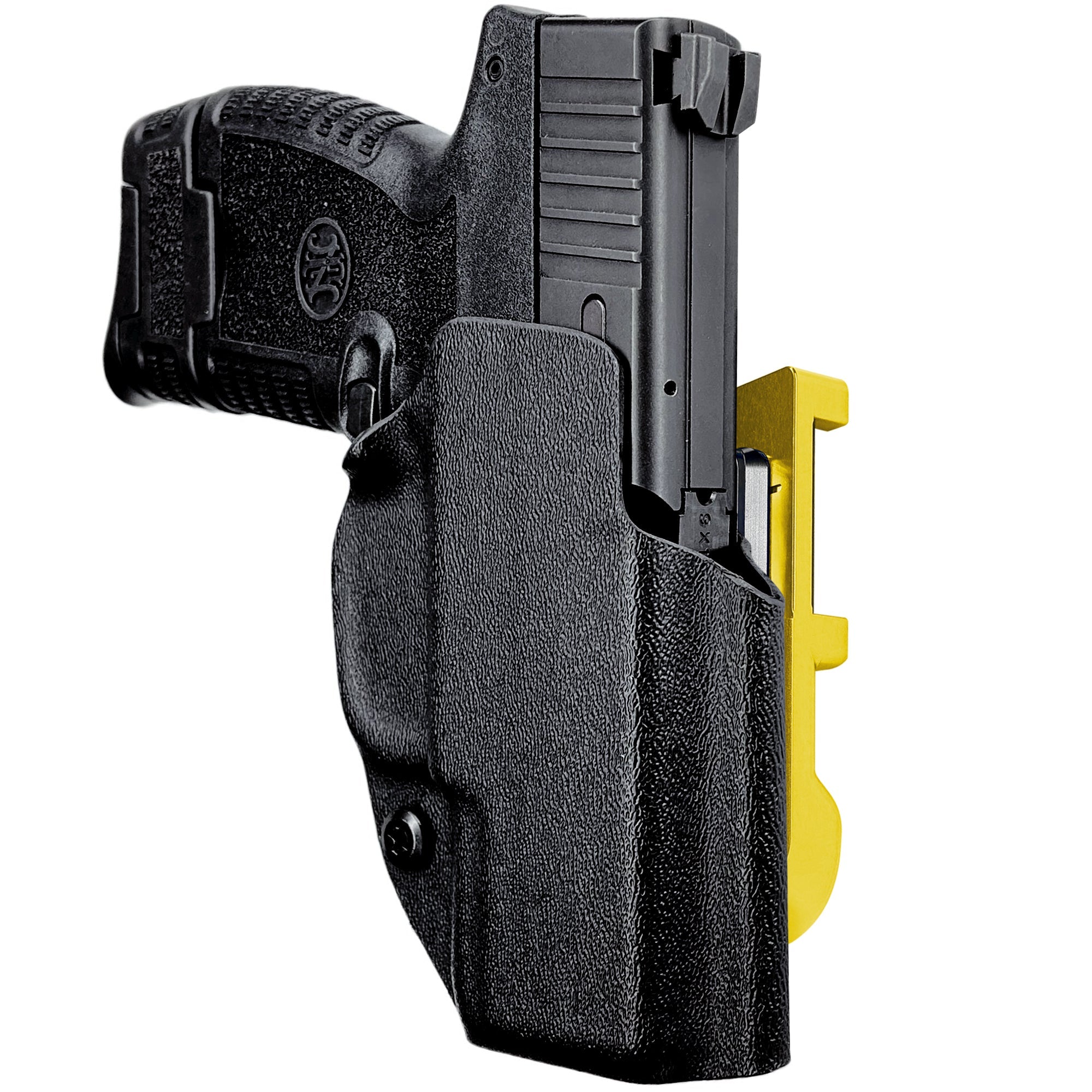 FN 503 IDPA Quick Mount Holster with 24K Gold Belt Attachment, Black Holster Shell