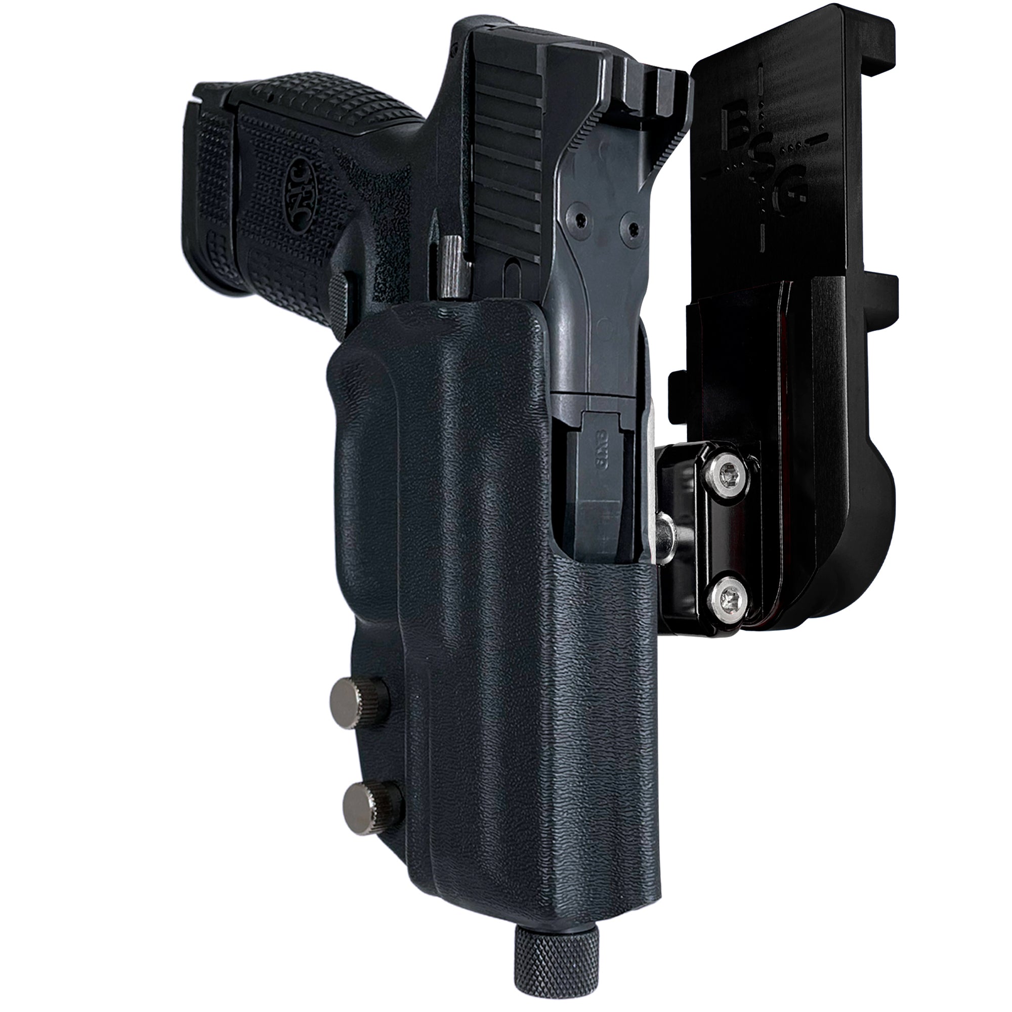 FN 509 Compact IPSC/USPA Quick Mount Ball Joint Holster with Black Belt Attachment, Black Holster Shell