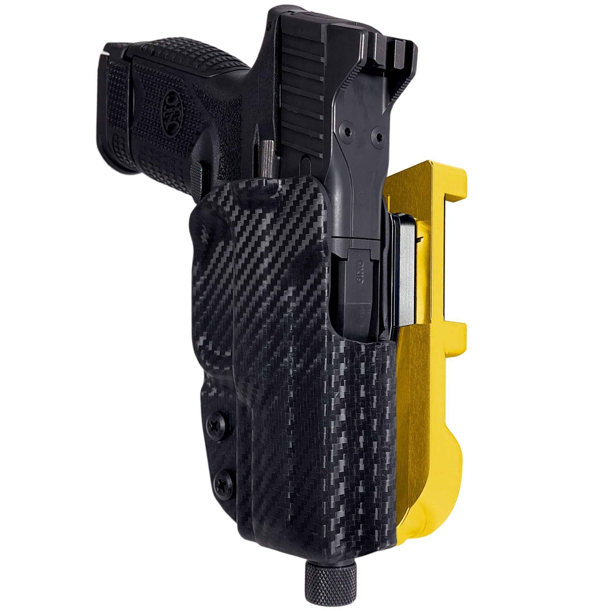 FN 509 Compact IDPA Quick Mount Holster with 24K Gold Belt Attachment, Carbon Fiber Holster Shell