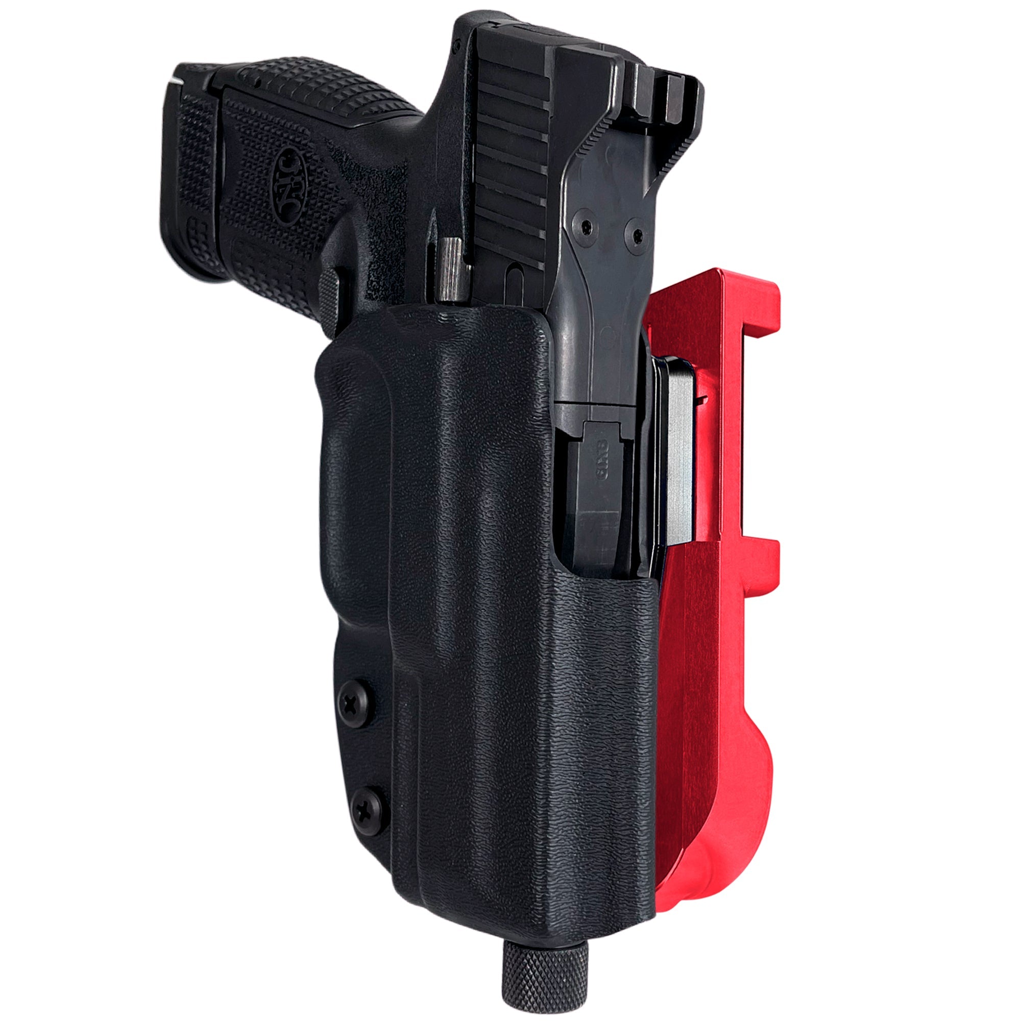FN 509 Compact IDPA Quick Mount Holster with Red Belt Attachment, Black Holster Shell