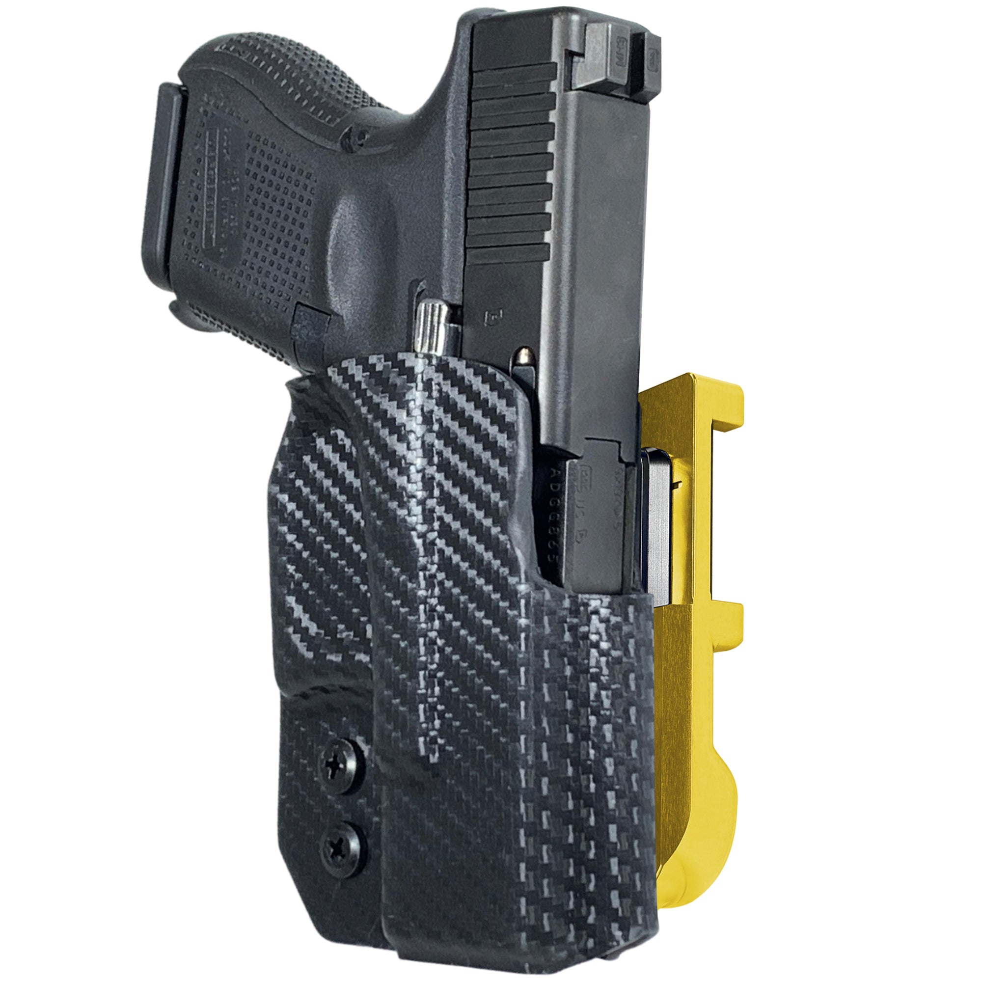 Glock 26, 27, 33 IDPA Quick Mount Holster with 24K Gold Belt Attachment, Carbon Fiber Holster Shell