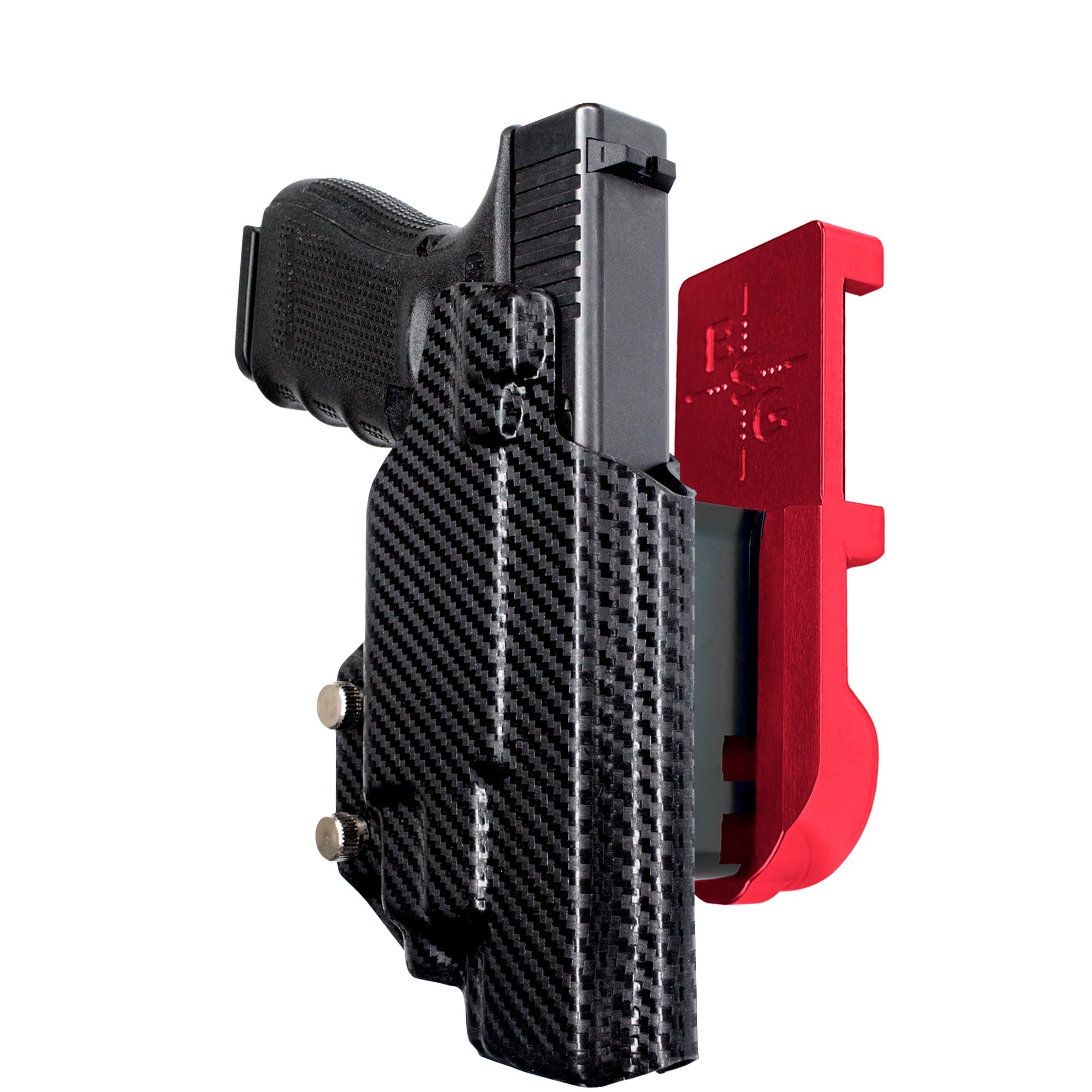 Glock 17 (Gen 4) w/ TLR-7/8 IPSC/USPA Quick Mount Holster with Red Belt Attachment, Carbon Fiber Holster Shell