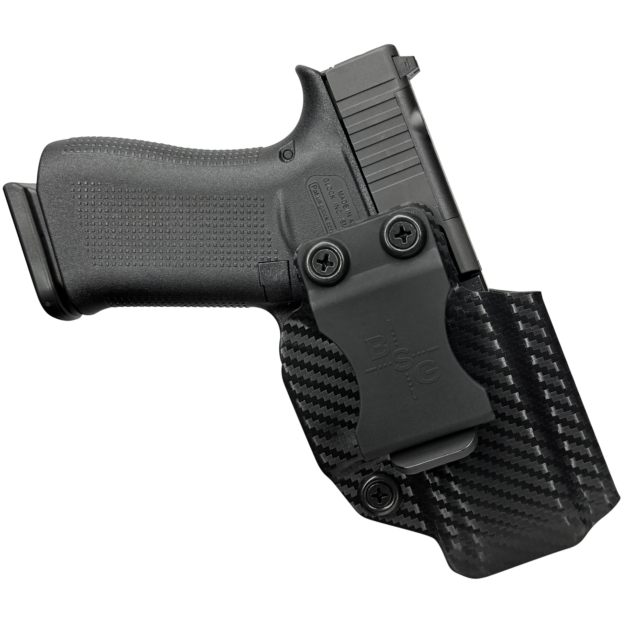 G43X MOS w Align Tactical Inside the Waistband Holster in Carbon Fiber - Front