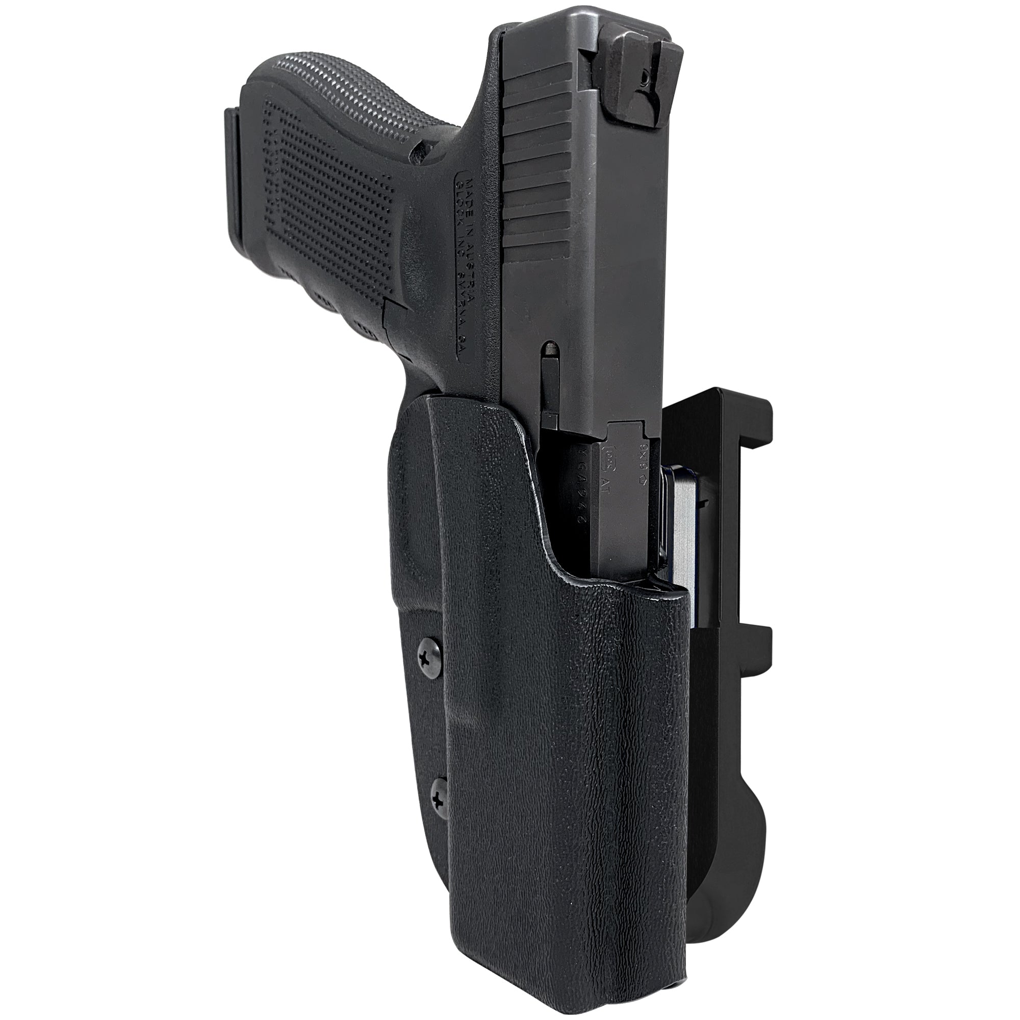 Glock 17 All Gens IDPA Quick Mount Holster with Black Belt Attachment, Black Holster Shell