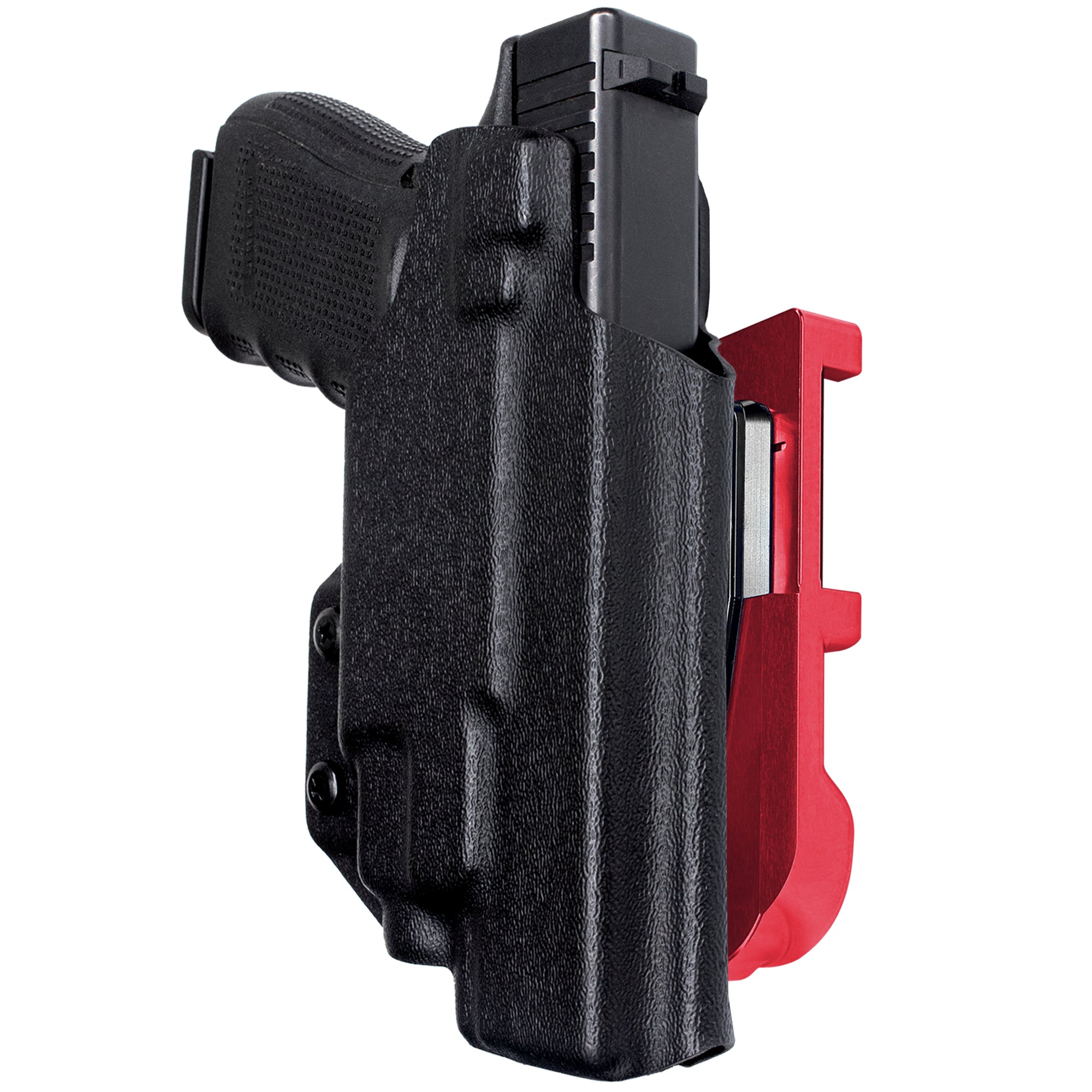 Glock 17 (Gen 4) w/ TLR-7/8 IDPA Quick Mount Holster with Red Belt Attachment, Black Holster Shell