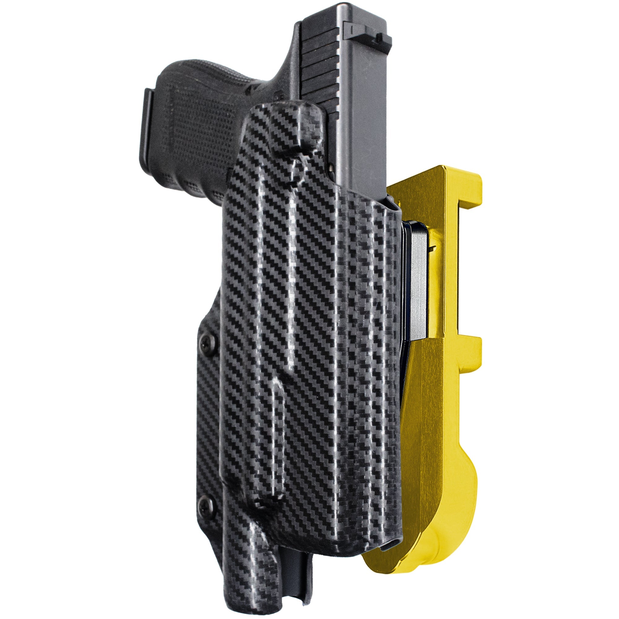 Glock 17 w/ X300U-A IDPA Quick Mount Holster with 24K Gold Belt Attachment, Carbon Fiber Holster Shell