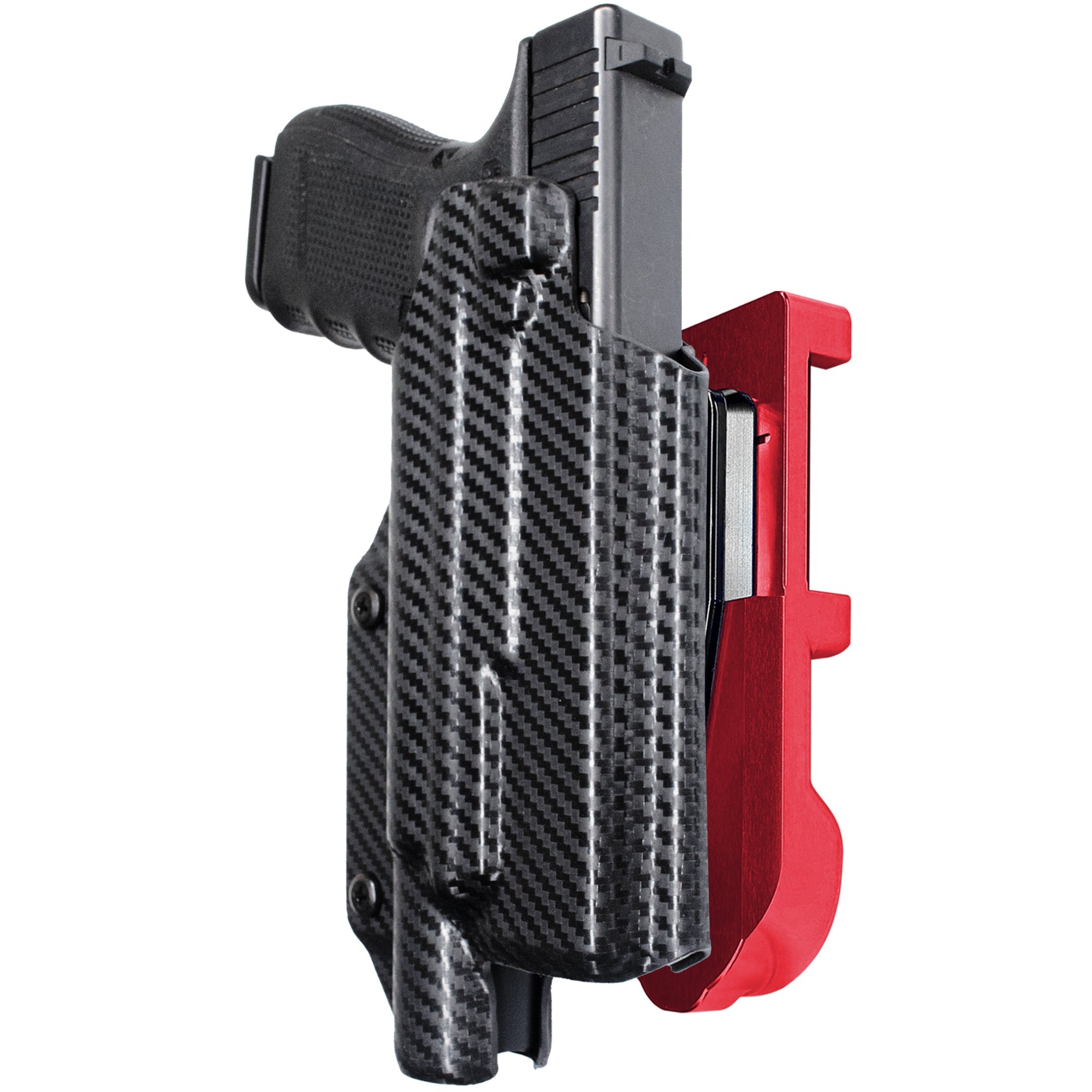 Glock 17 w/ X300U-A IDPA Quick Mount Holster with Red Belt Attachment, Carbon Fiber Holster Shell