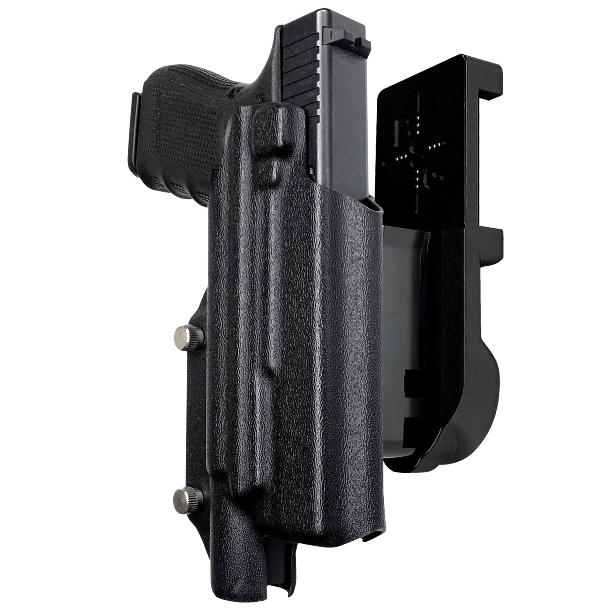 Glock 17 w/ X300U-A IPSC/USPA Quick Mount Holster with Black Belt Attachment, Black Holster Shell