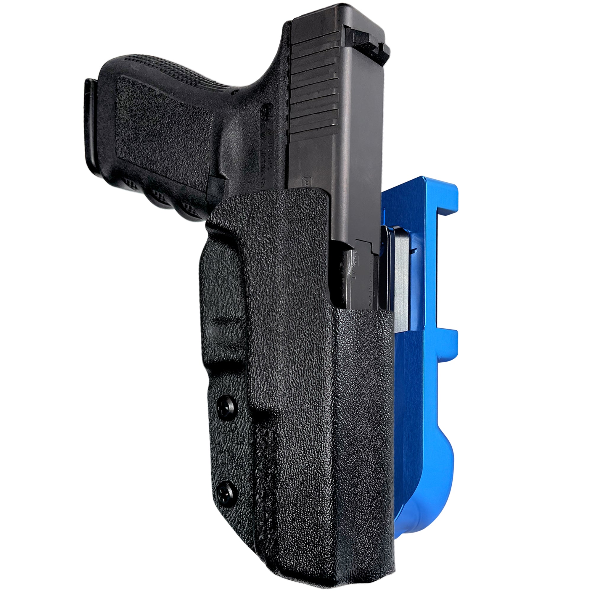 Glock 20, 21 Gen4 IDPA Quick Mount Holster with Blue Belt Attachment, Black Holster Shell
