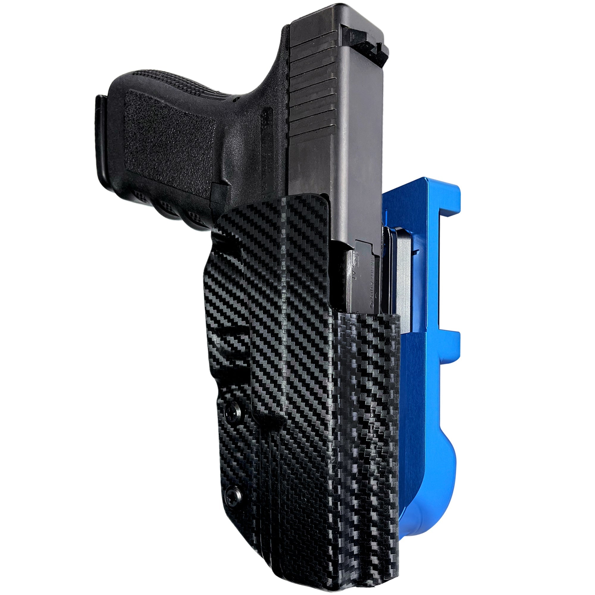 Glock 20, 21 Gen4 IDPA Quick Mount Holster with Blue Belt Attachment, Carbon Fiber Holster Shell
