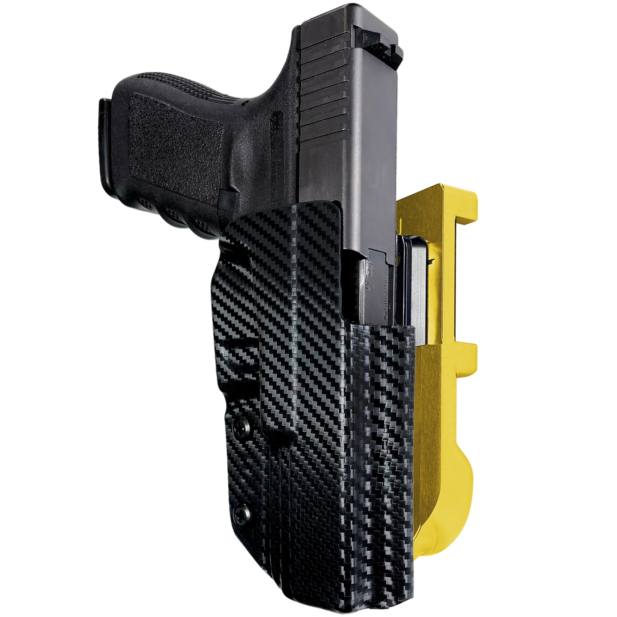 Glock 20, 21 Gen4 IDPA Quick Mount Holster with 24K Gold Belt Attachment, Carbon Fiber Holster Shell
