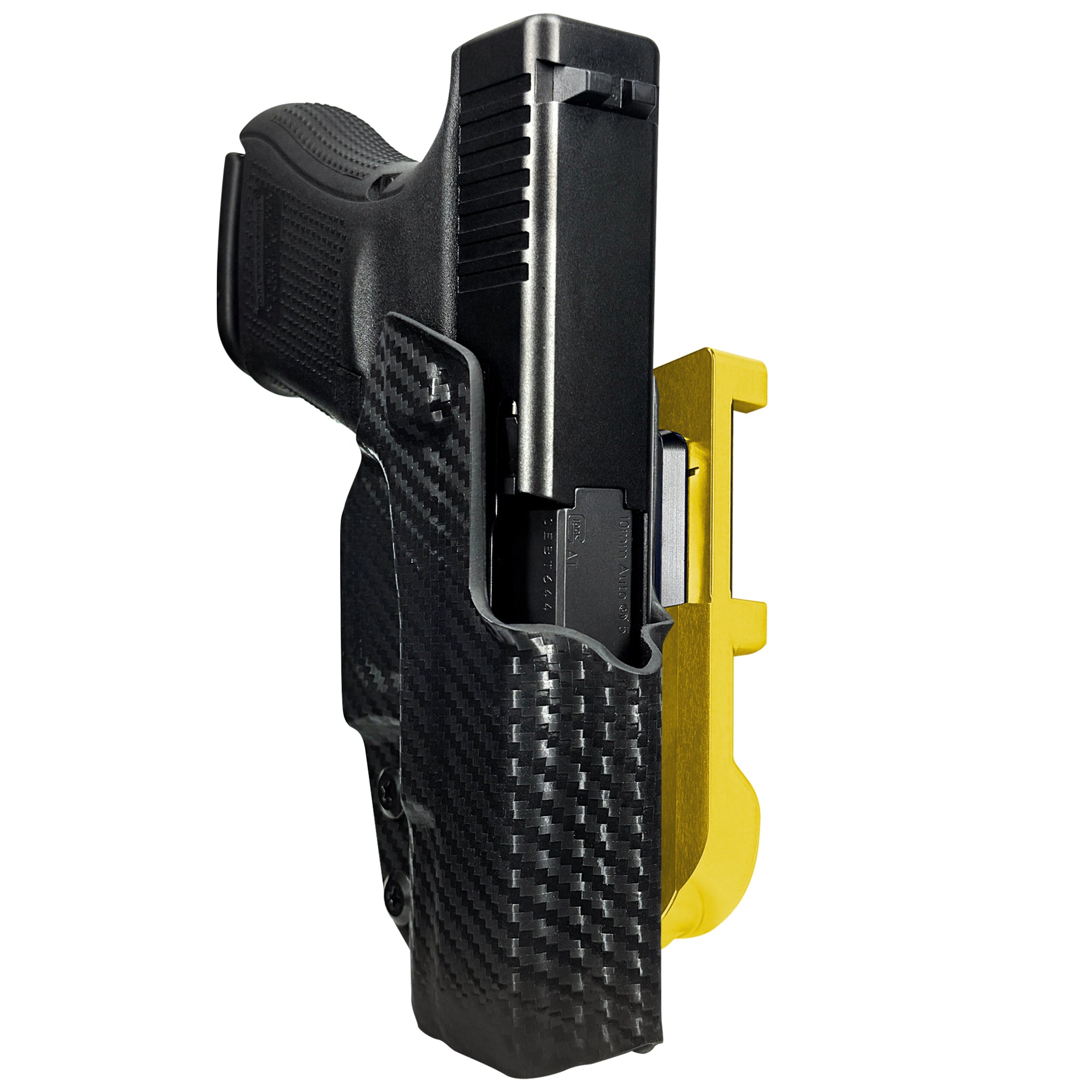 Glock 29 Gen 5 IDPA Quick Mount Holster with 24K Gold Belt Attachment, Carbon Fiber Holster Shell
