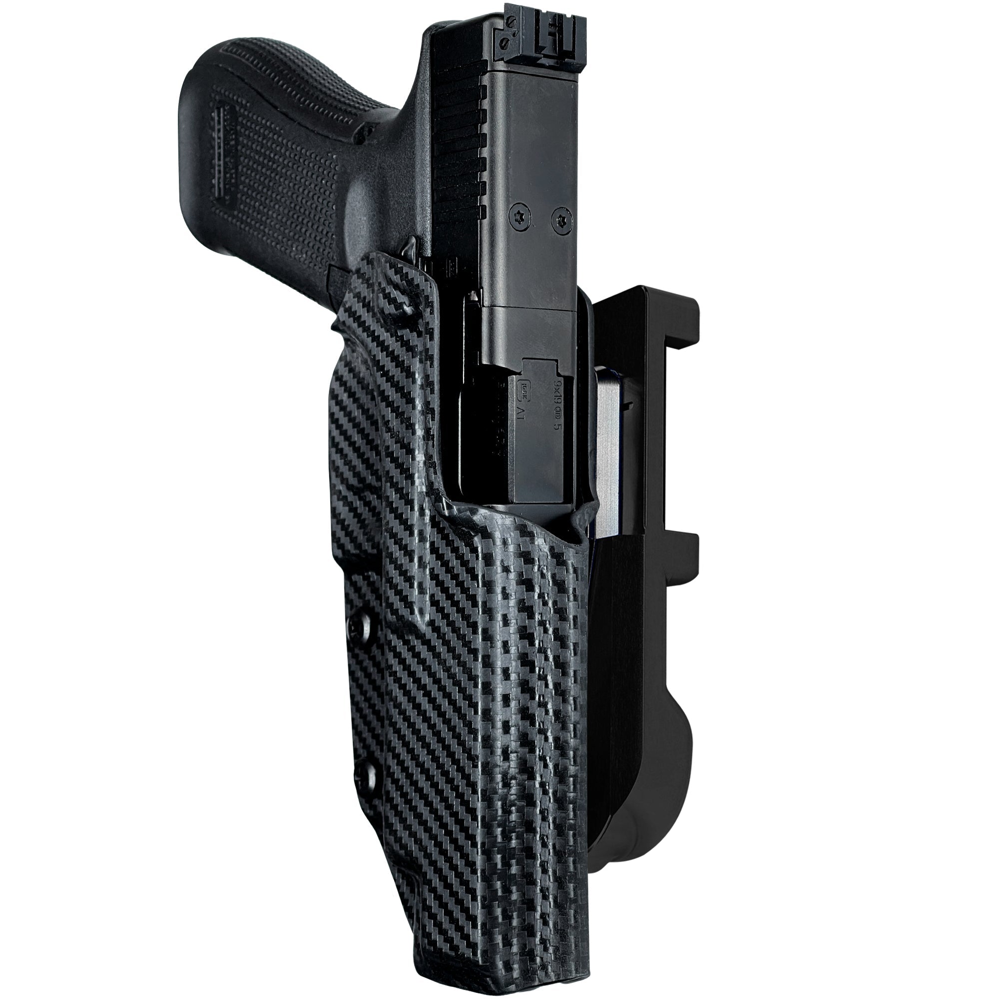 Glock 34 w/ Align Tactical IDPA Quick Mount Holster with Black Belt Attachment, Carbon Fiber Holster Shell