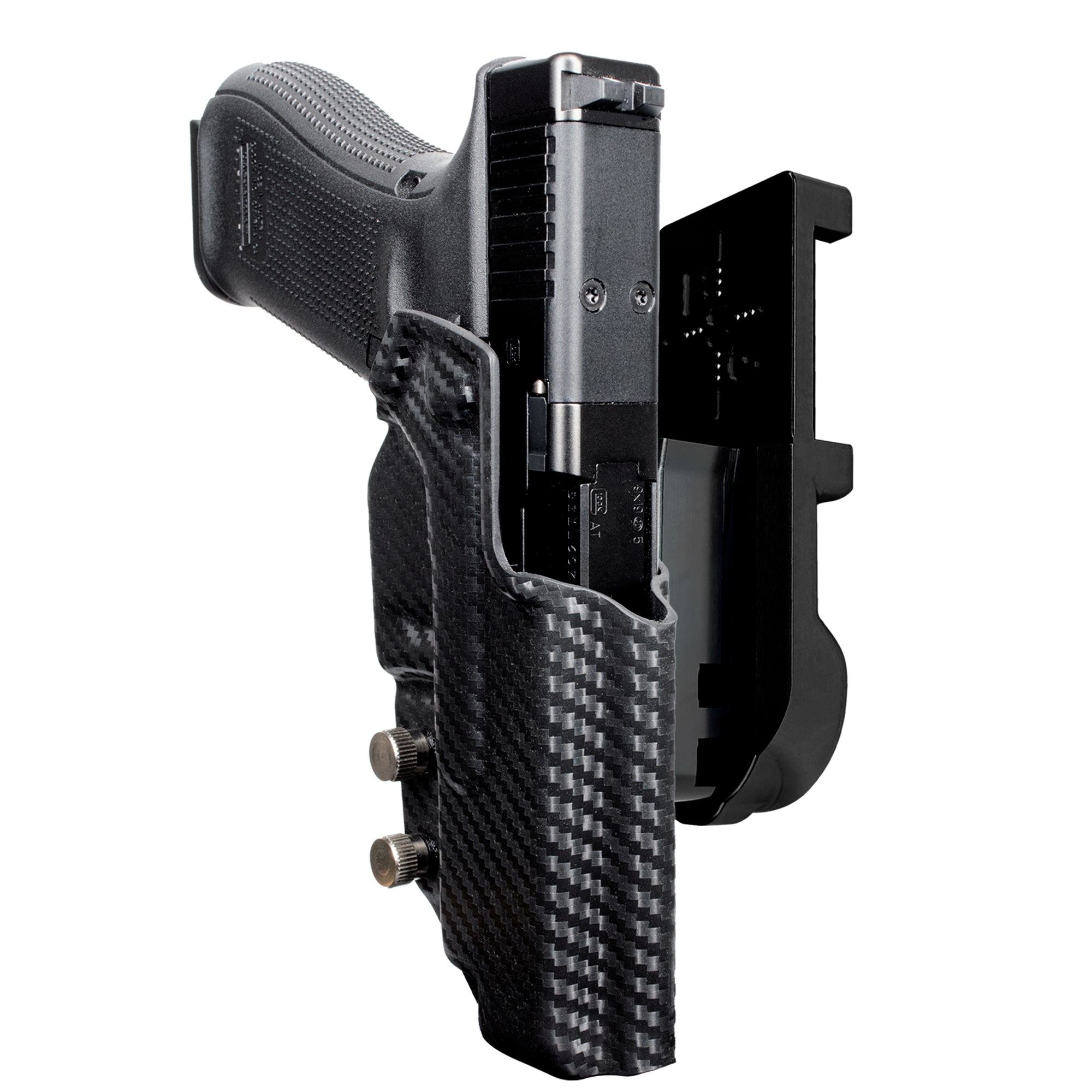 Glock 34 w/ Align Tactical IPSC/USPA Quick Mount Holster with Black Belt Attachment, Carbon Fiber Holster Shell