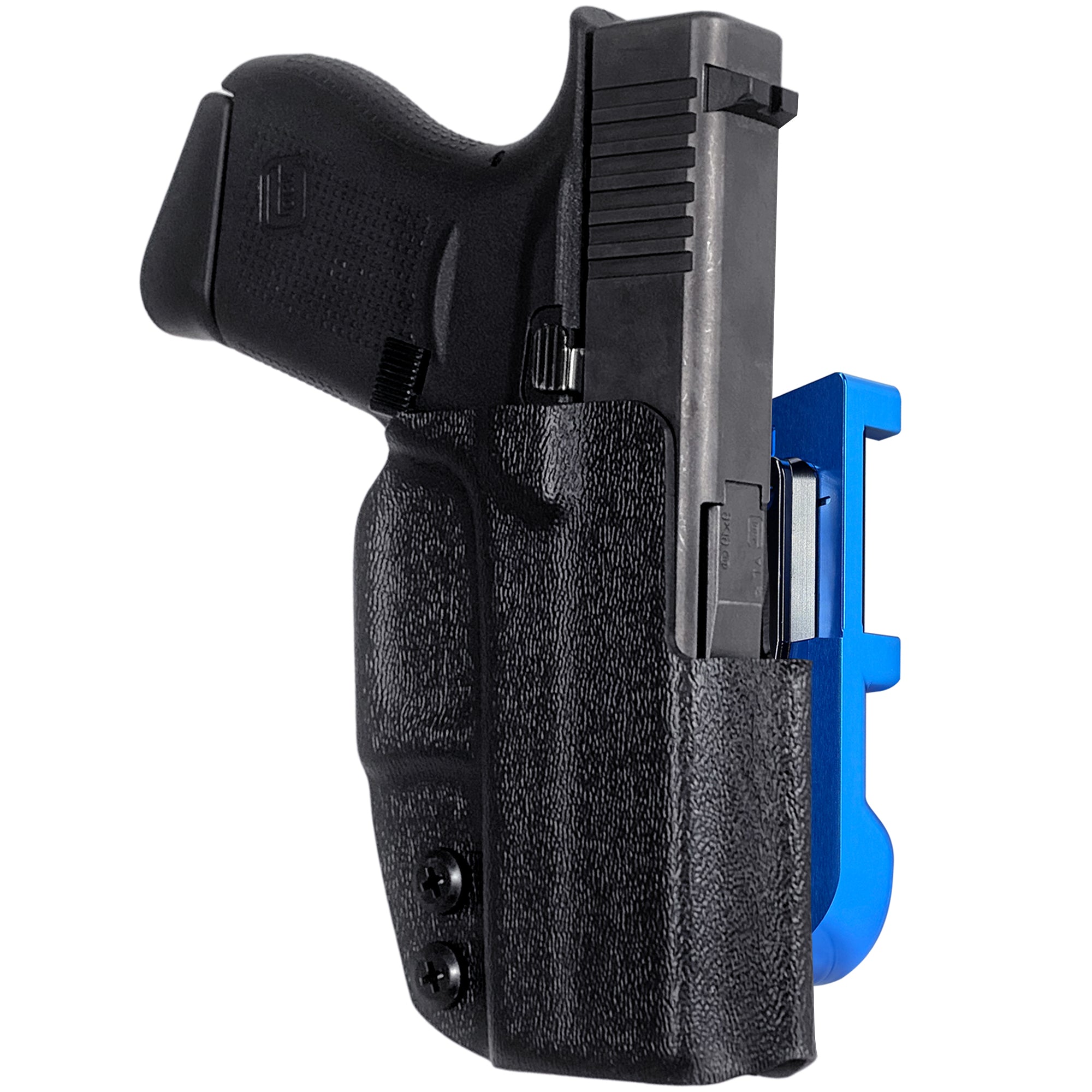 Glock 43, 43X IDPA Quick Mount Holster with Blue Belt Attachment, Black Holster Shell