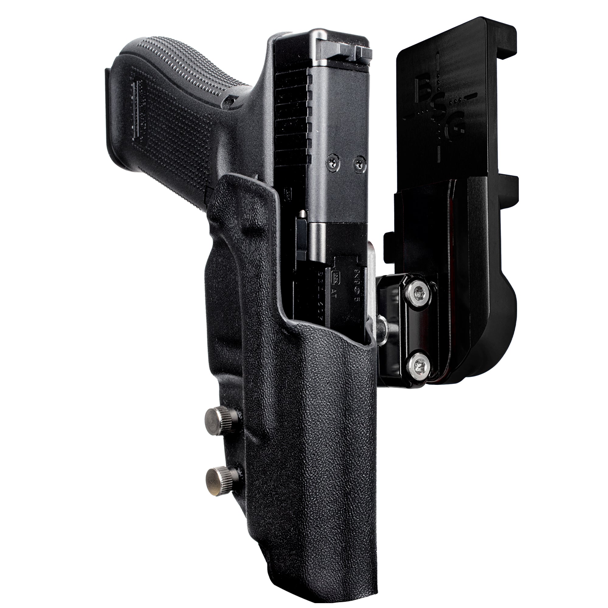 Glock 47 MOS IPSC/USPA Quick Mount Ball Joint Holster with Black Belt Attachment, Black Holster Shell