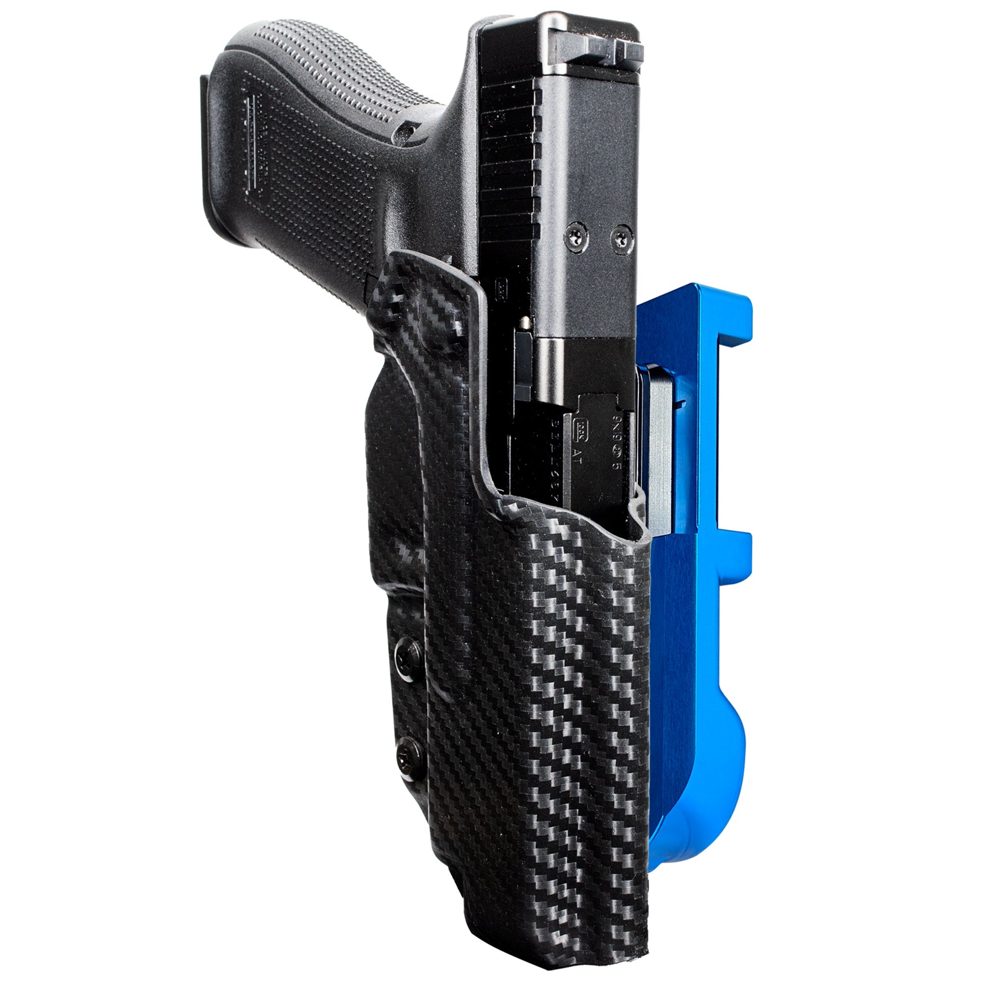 Glock 47 MOS IDPA Quick Mount Holster with Blue Belt Attachment, Carbon Fiber Holster Shell