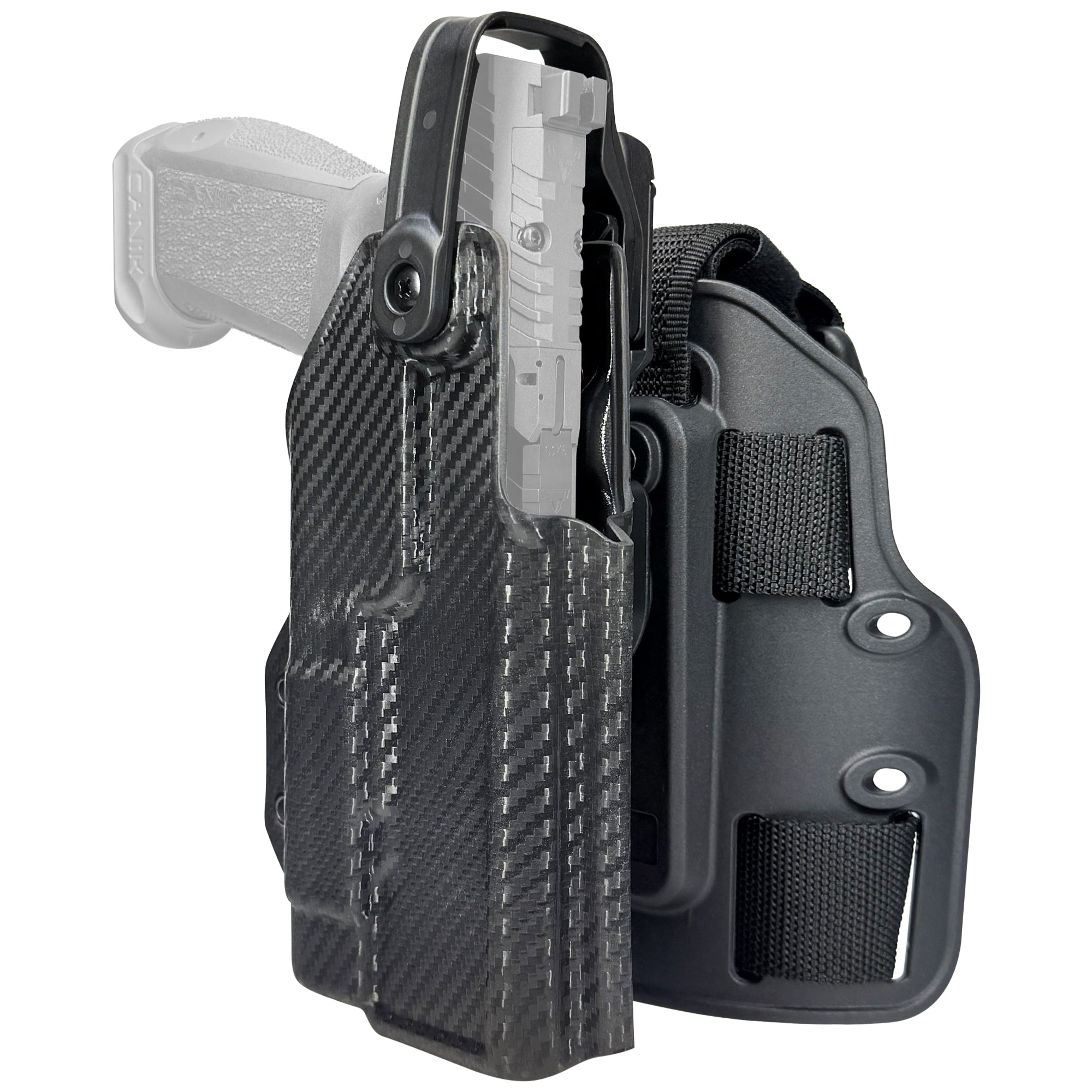 CZ P-09 C w/ Streamlight TLR-1 HLX Level II Tactical Drop Leg Holster in Carbon Fiber