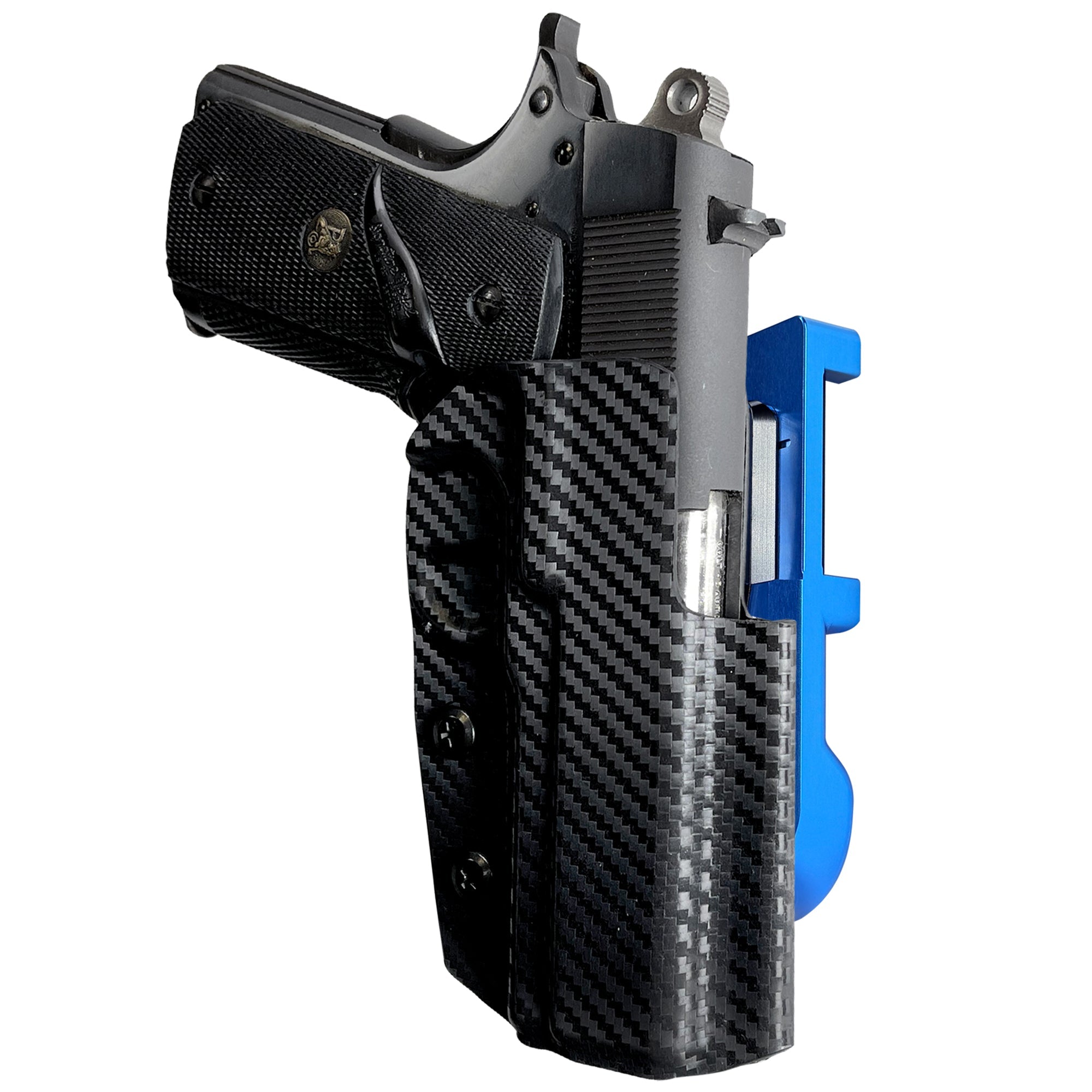 1911 3.5in No Rail IDPA Quick Mount Holster with Blue Belt Attachment, Carbon Fiber Holster Shell