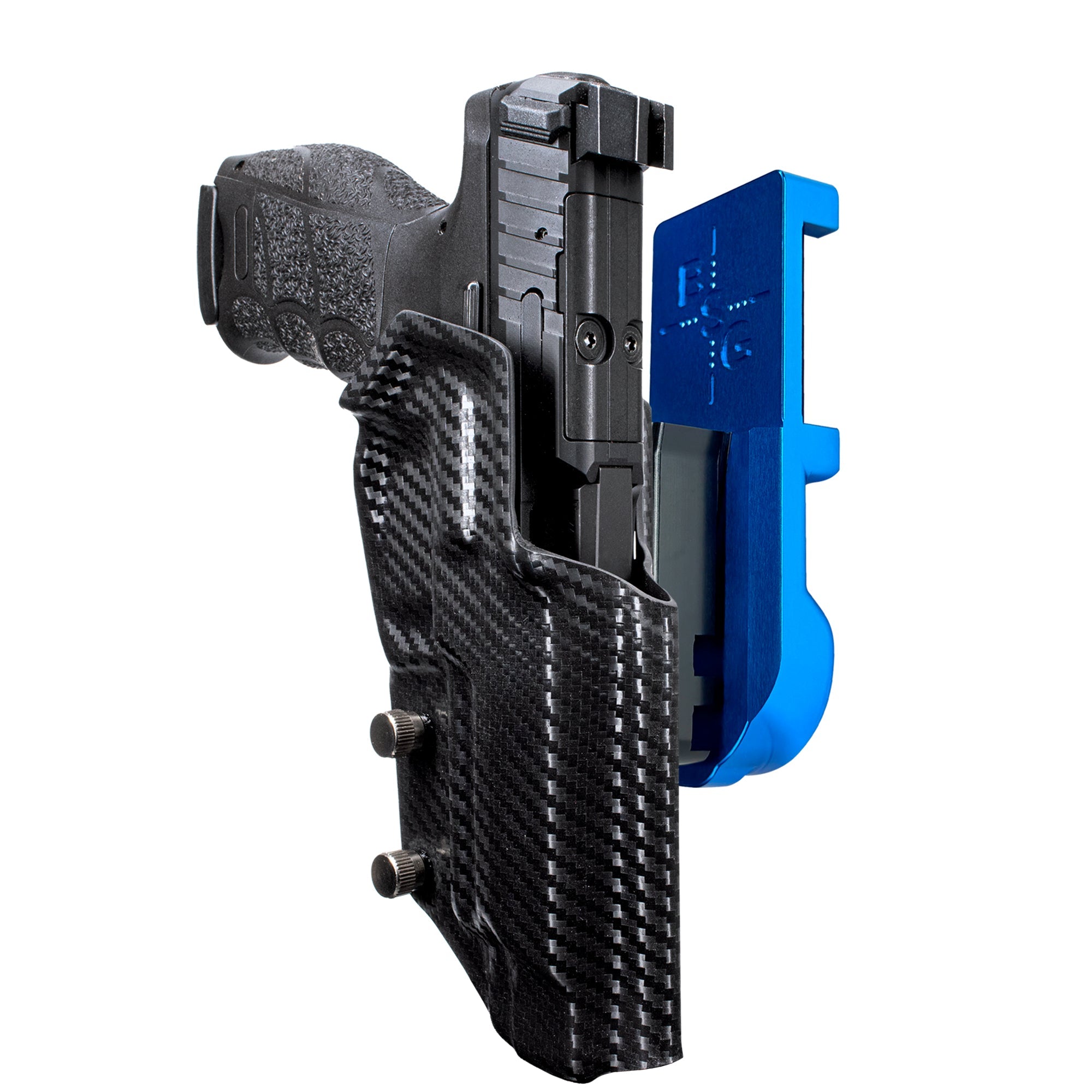 Heckler & Koch VP9L IPSC/USPA Quick Mount Holster with Blue Belt Attachment, Carbon Fiber Holster Shell